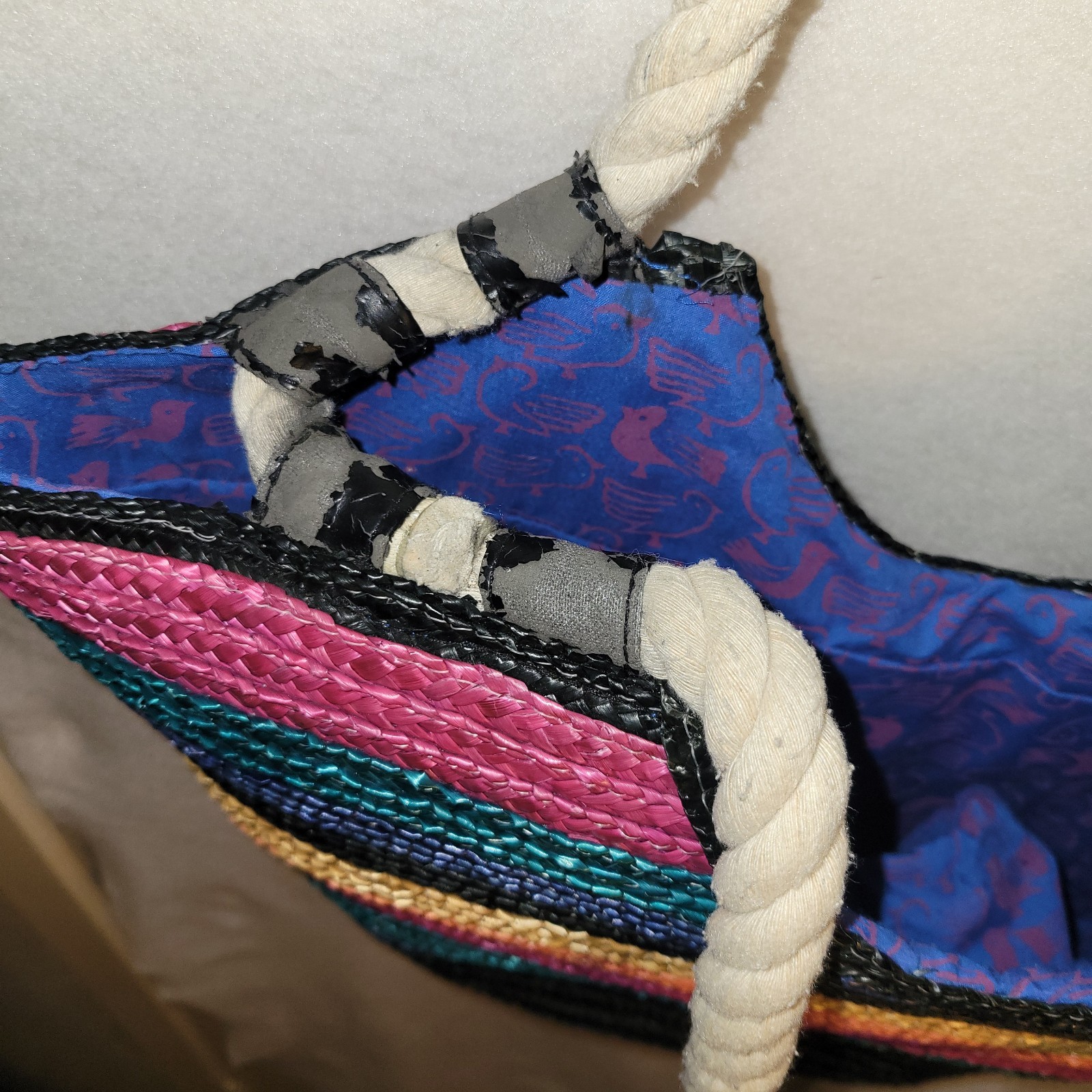 Vans “Off The Wall” Summer Rainbow Woven Tote Bag With Drawstring Interior