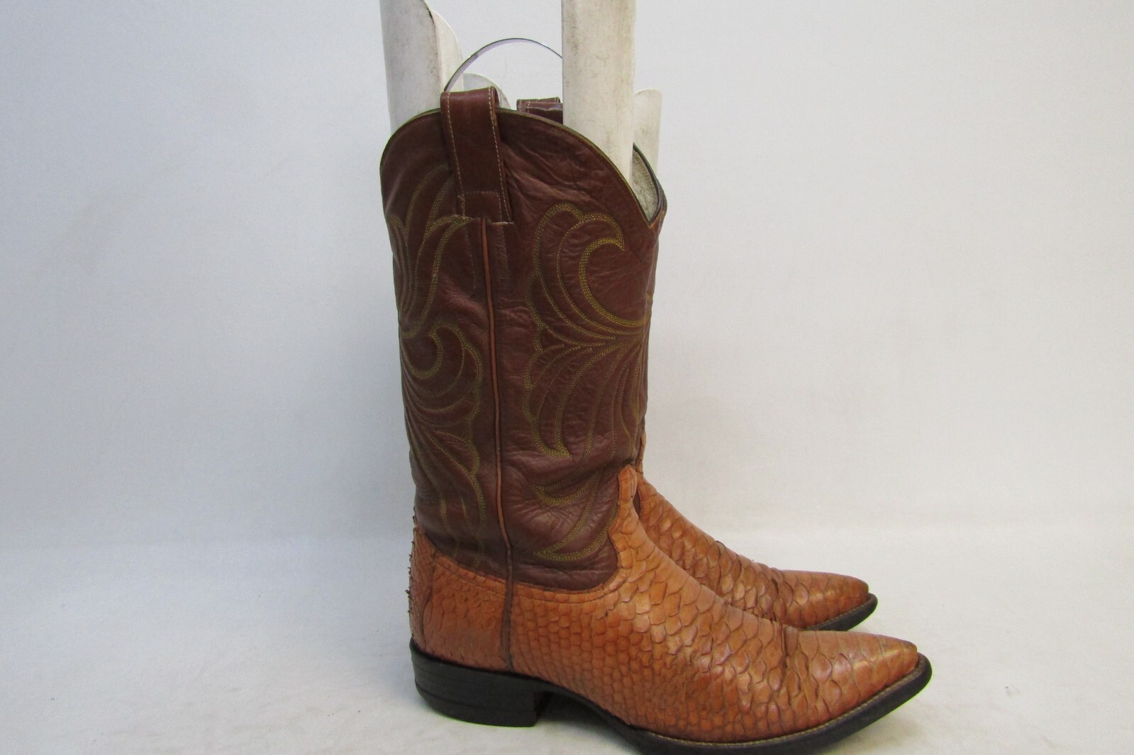 Goss Mens Size 6 D Brown Leather Snake Skin Western Cowboy Boots
