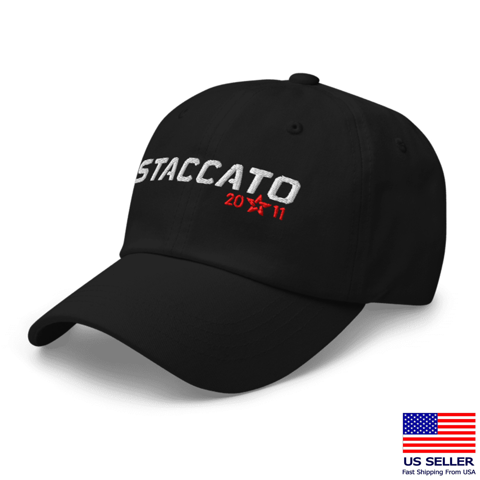 Staccato 2011 Logo Inspired Adjustable Embrodiery Black Color Classic Dad Hats