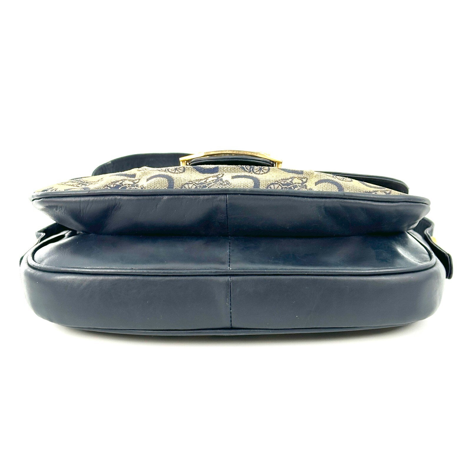 Vintage Celine Horse Carriage Macadam Shoulder Bag Navy Used Authentic [Rank B]