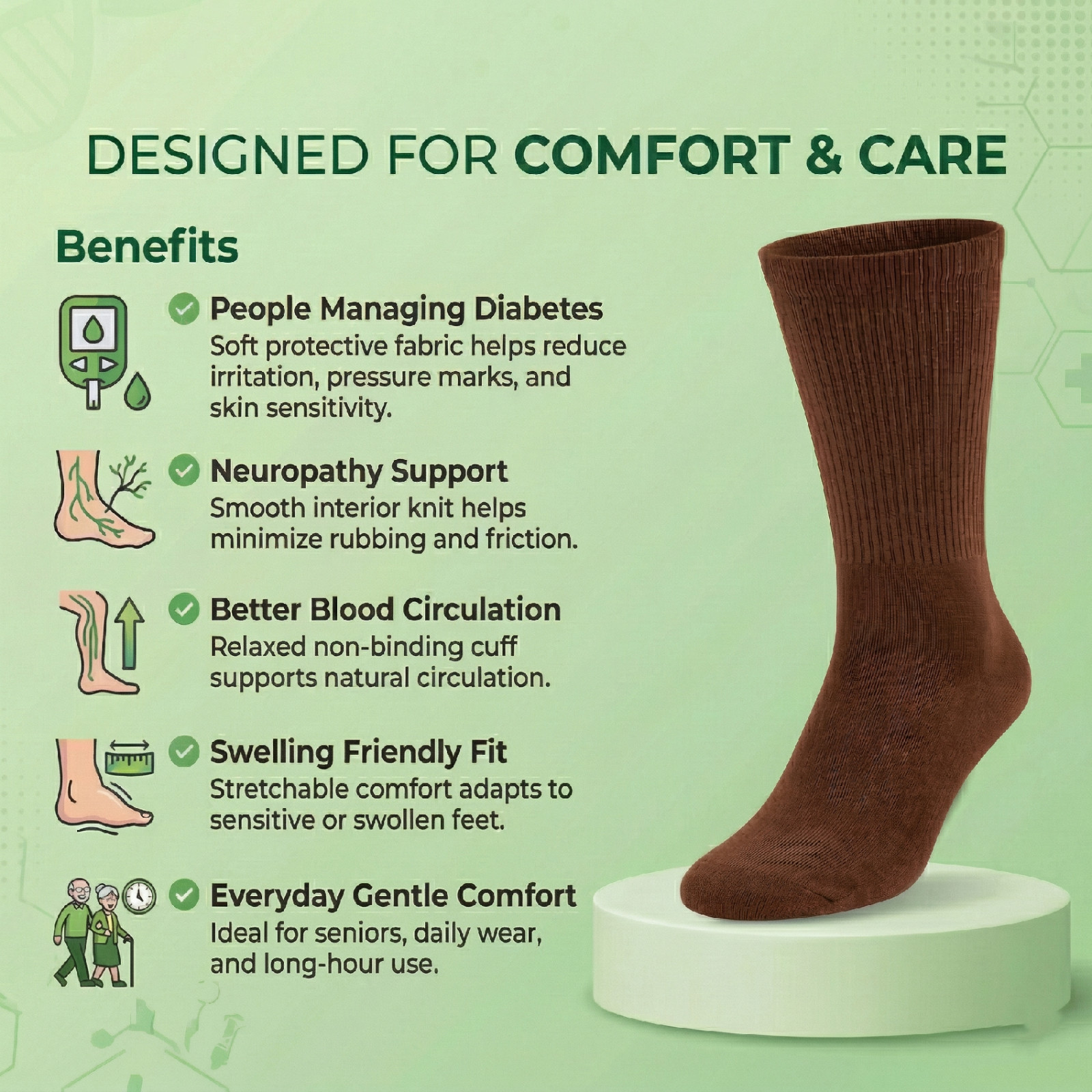 9 Pairs Diabetic Socks Quarter Ankle Mens Circulatory Health Cotton 9-11 10-13