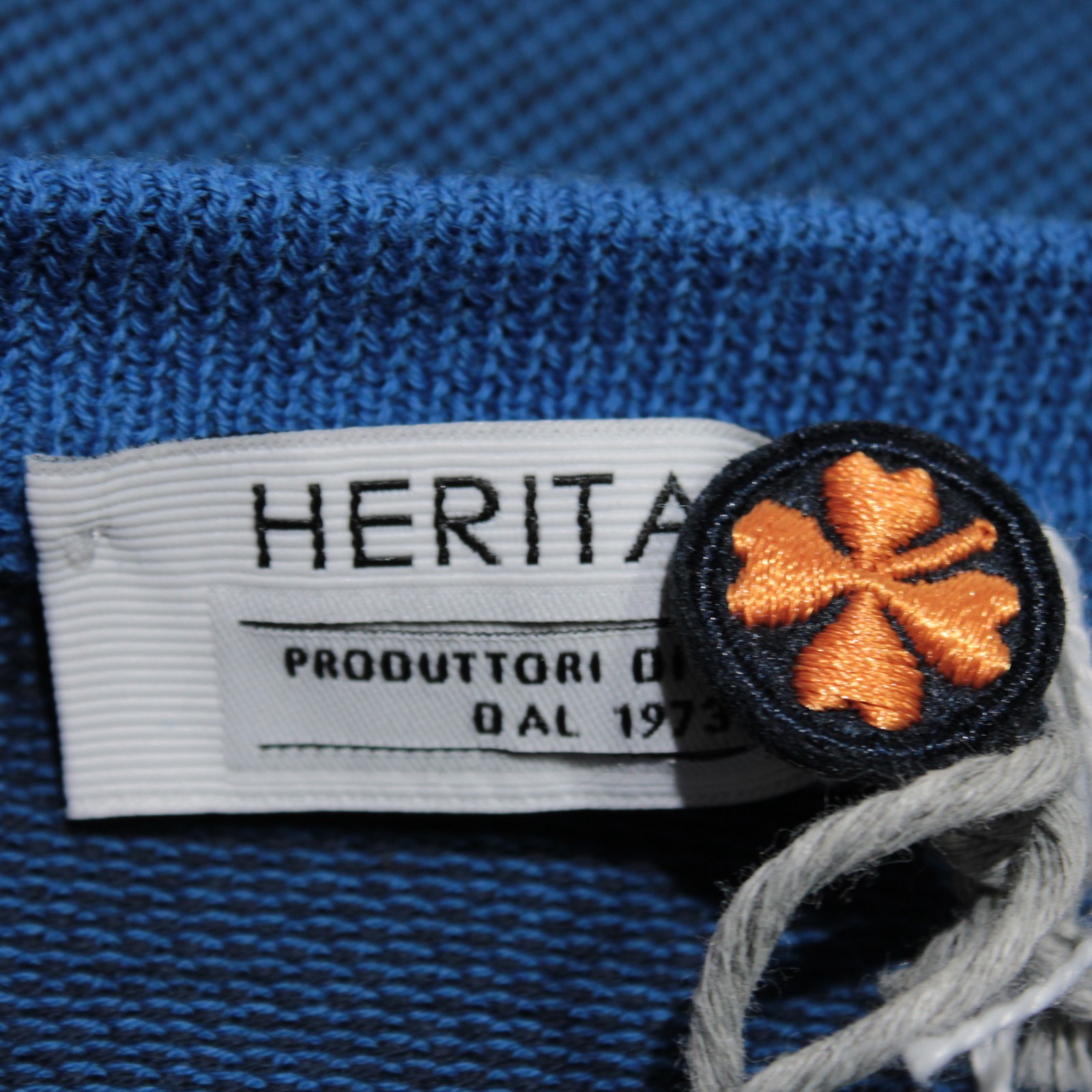Heritage NWT Pullover Crew Neck Sweater Sz 52 (US L) Shades of Blue 100% Cotton