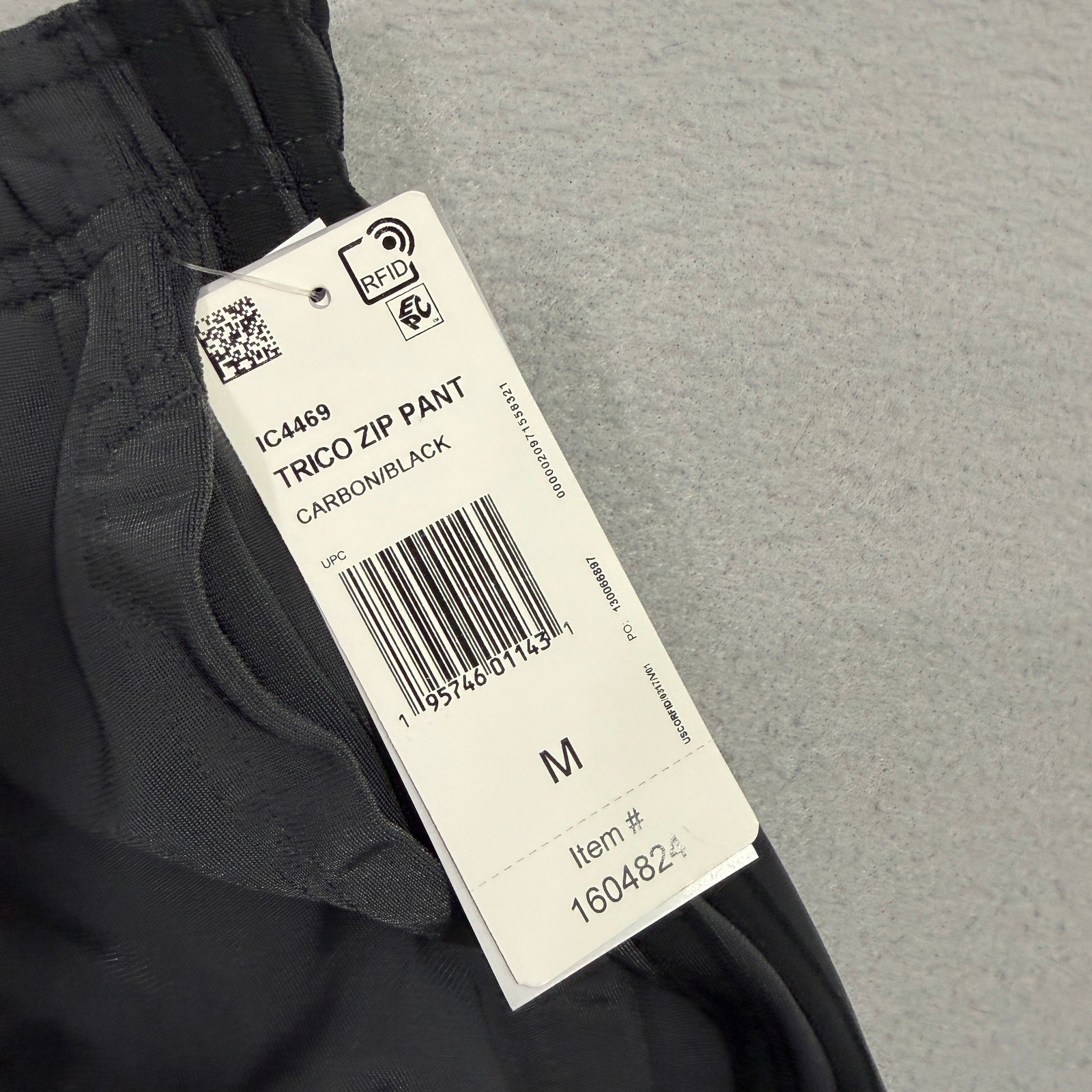Adidas Essential Tricot Zip Track Pants Medium Carbon Black Striped IC4469 NEW