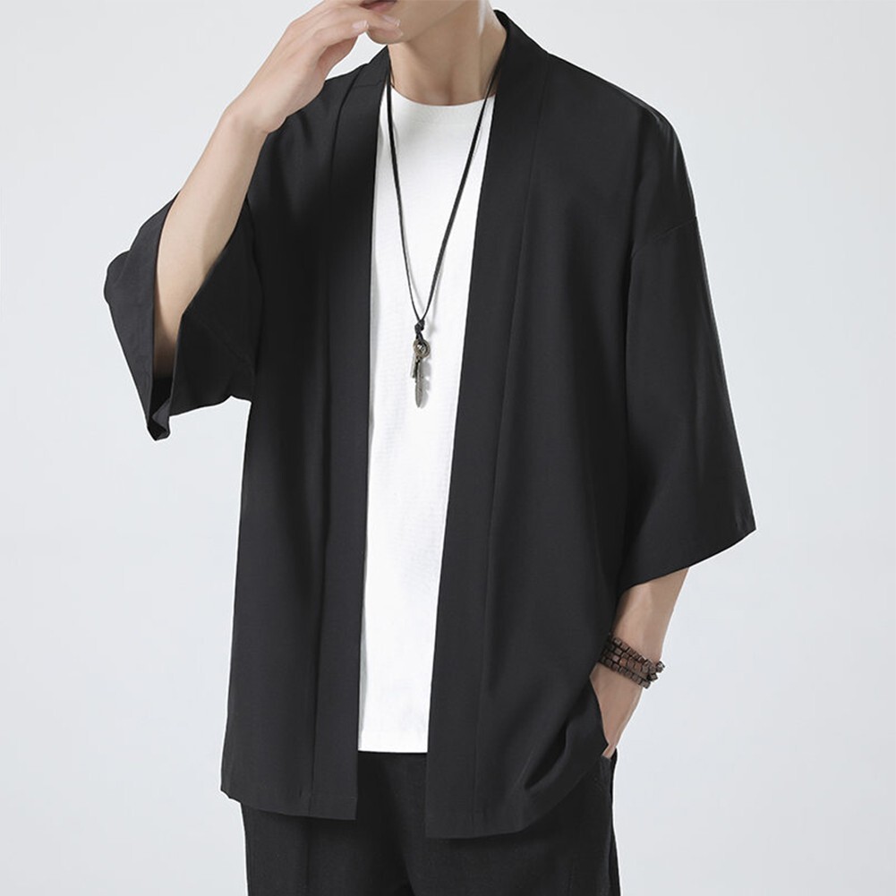 Comfy Fashion Shirt Jacket Yukata 3/4 Sleeve Cardigan Coat Japanese Kimono