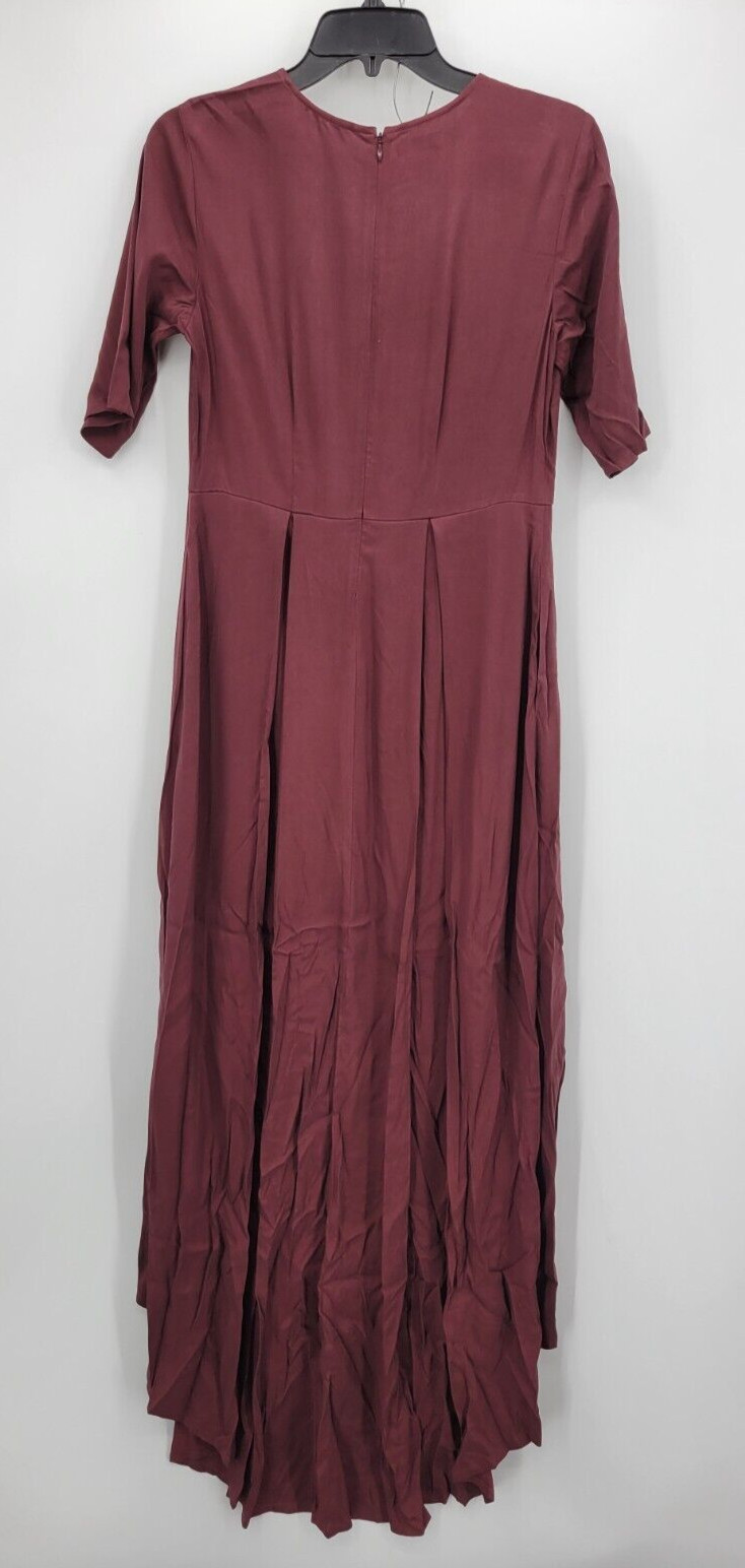 Goop x Universal Standard Dress Womens 3XS Maroon Hi Lo Maxi Short Sleeve Modern