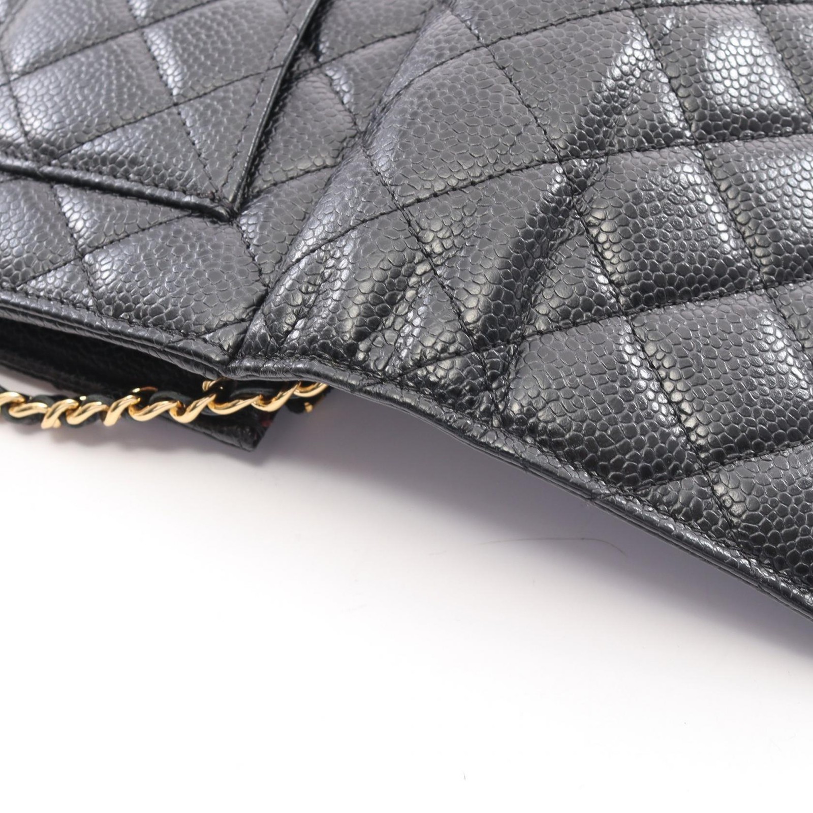 CHANEL Matelasse Crossbody Chain Shoulder Bag Calfskin Black GHW Used Women