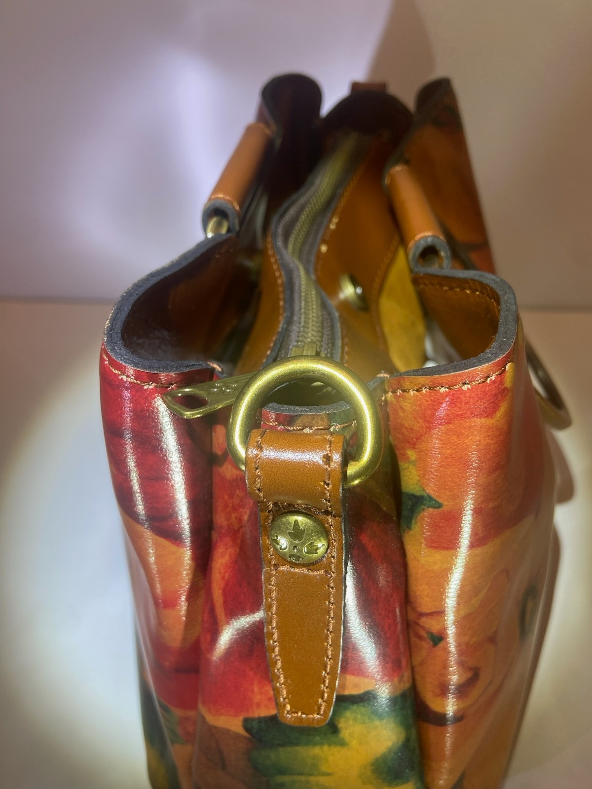 NWT_Patricia Nash_Renna Floral Satchel_Metal Accents_Leather Strap_Crossbody