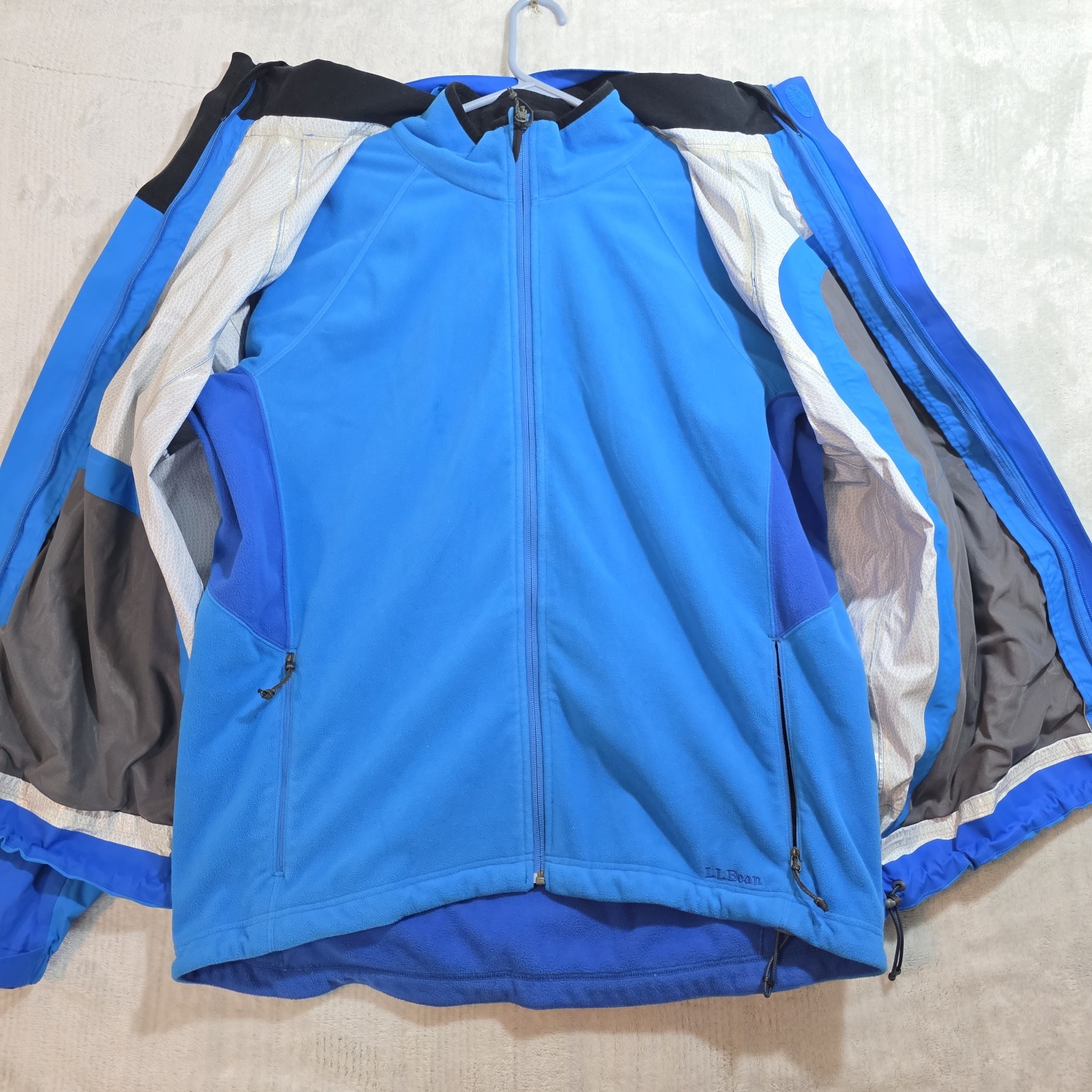 LL BEAN Men’s Large 3-in-1 Jacket w/ Hideaway Hood Blue XL