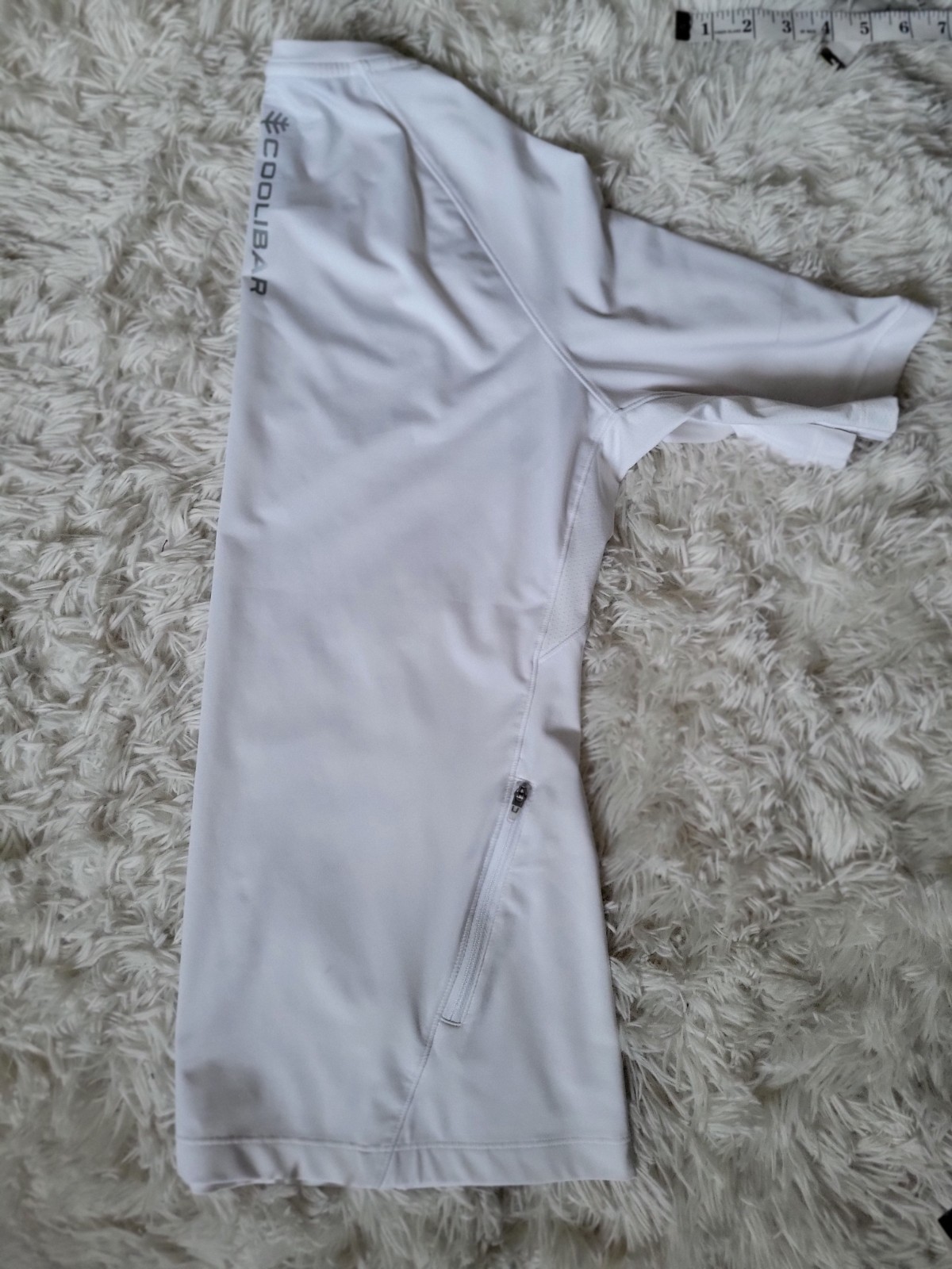 Coolibar UPF50 Top Devi Short Sleeve Fitness Shirt White Athlon Fabric Small New