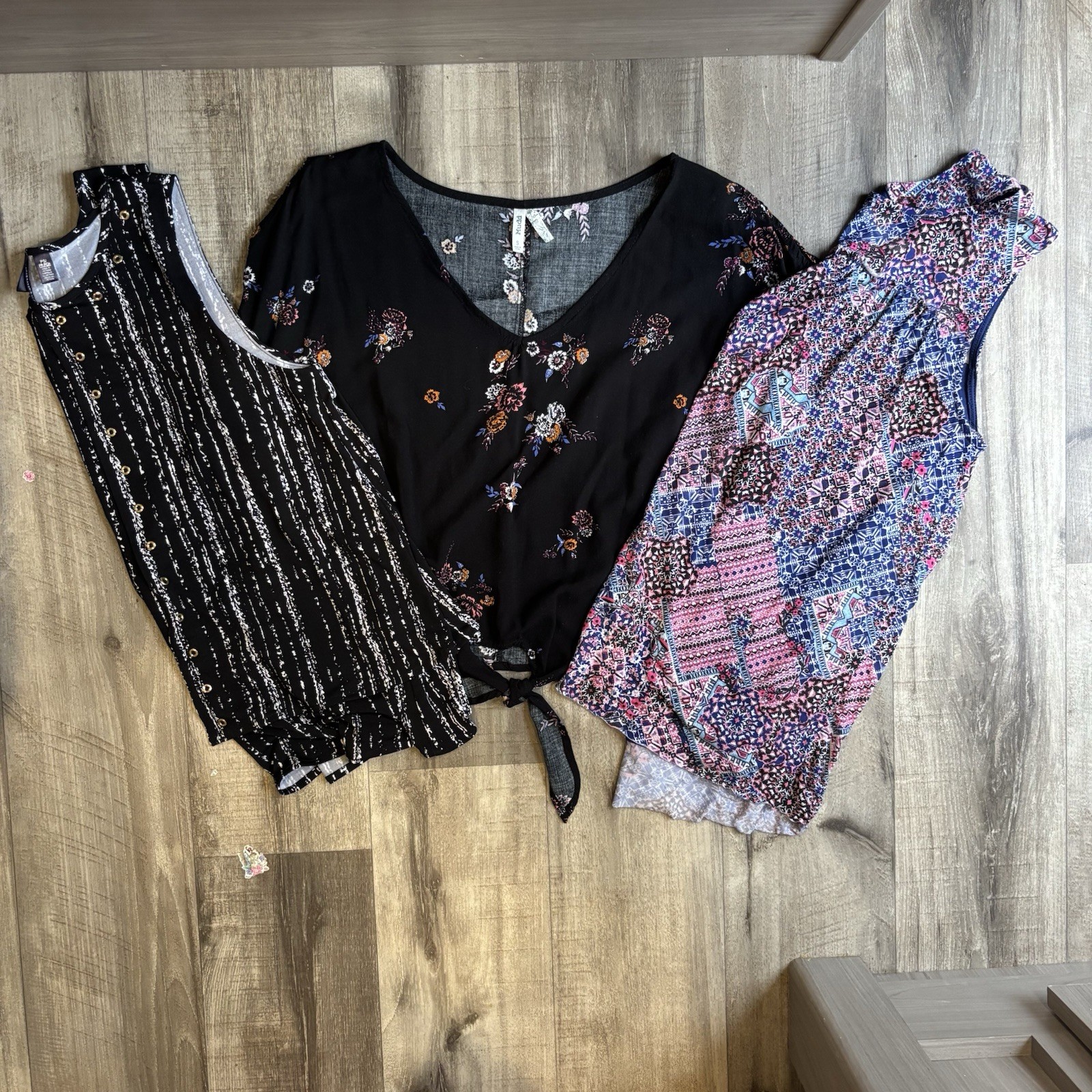 Womens Top Lot 3pc Size S PS Rafaella Mudd Bobbie Brooks Boho Tank Blouse Bundle