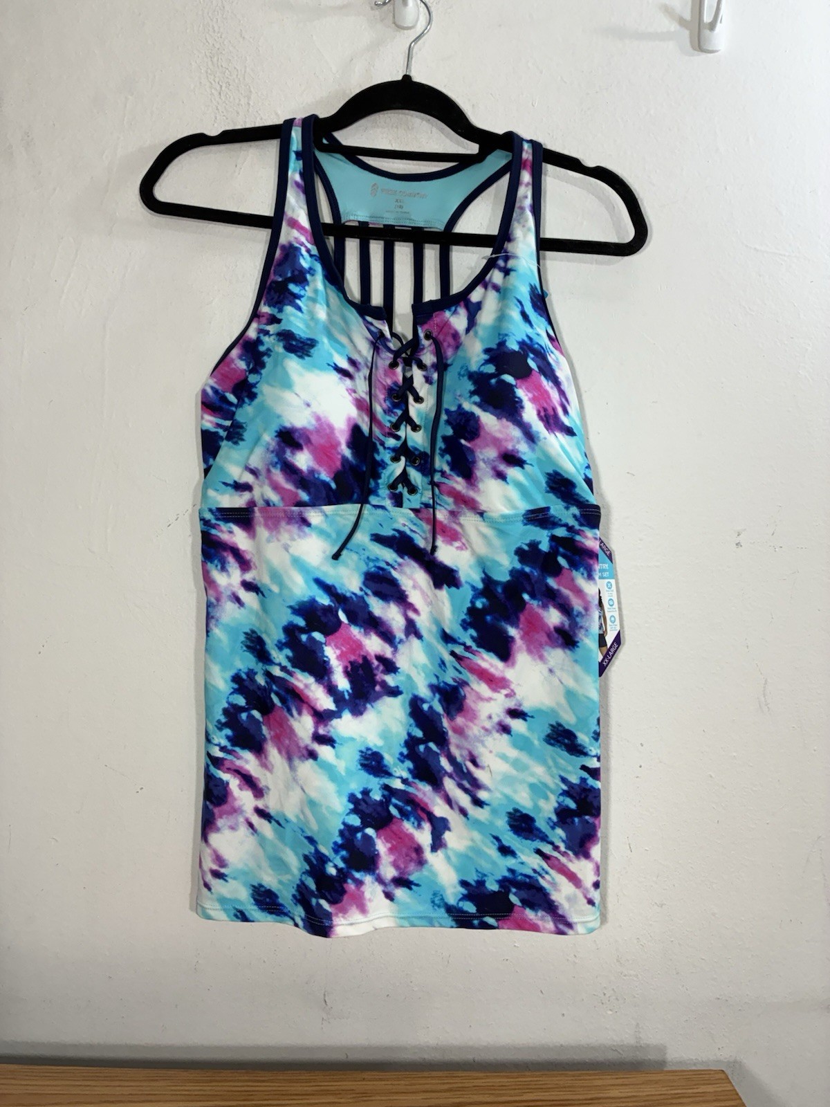 Free Country Womens Tie Dye Swim Top Tankini Size XXL 18 New