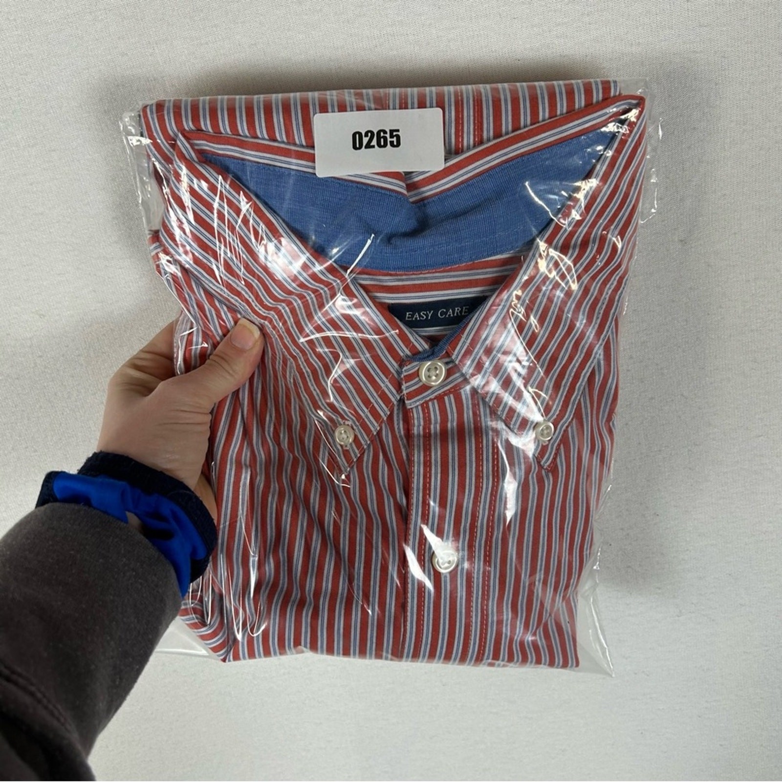 Chaps Easy Care Button Down Shirt Men’s XXL Red Striped Long Sleeve Pocket