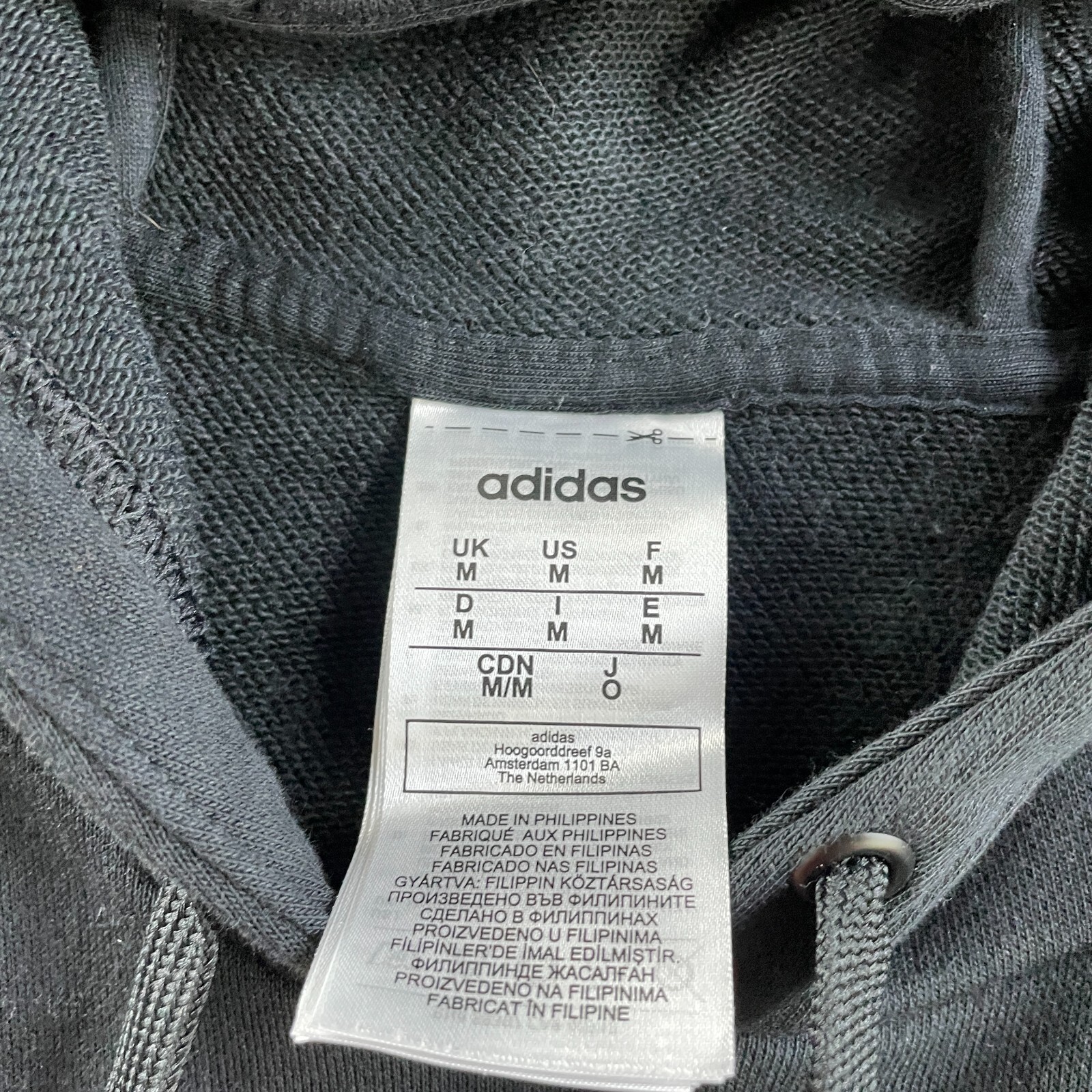 Adidas Hoodie Mens Medium Black White All Over Print Sweatshirt Pullover