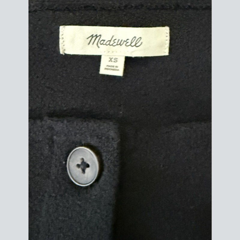 Madewell Black Puff Sleeve Button Down Crop Top Square Neck XS