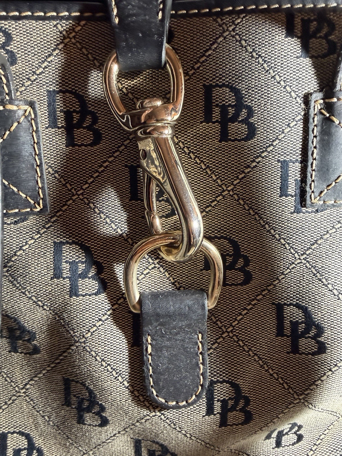 Dooney & Bourke Women’s Beige/Navy Logo Tote Zip Gold Pink Lined