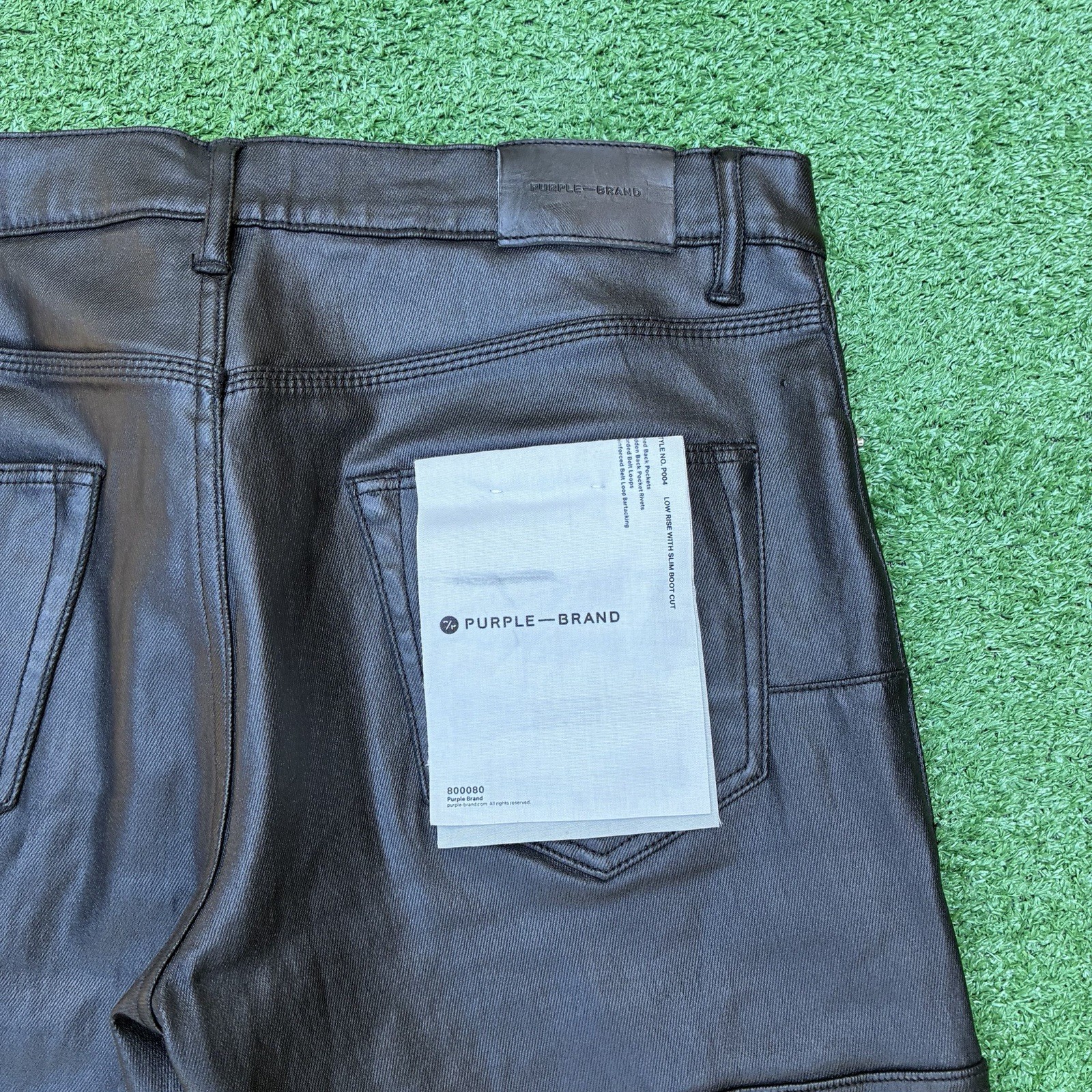 Purple Brand P004 Wax Coated Designer Cargo Jeans Button Fly Sz 33×32