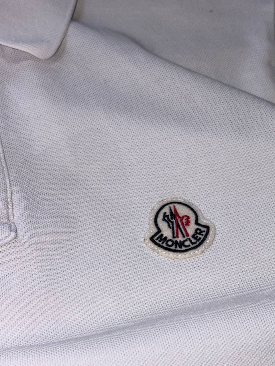 Authentic Moncler Polo Shirt White Red Blue Size S Logo