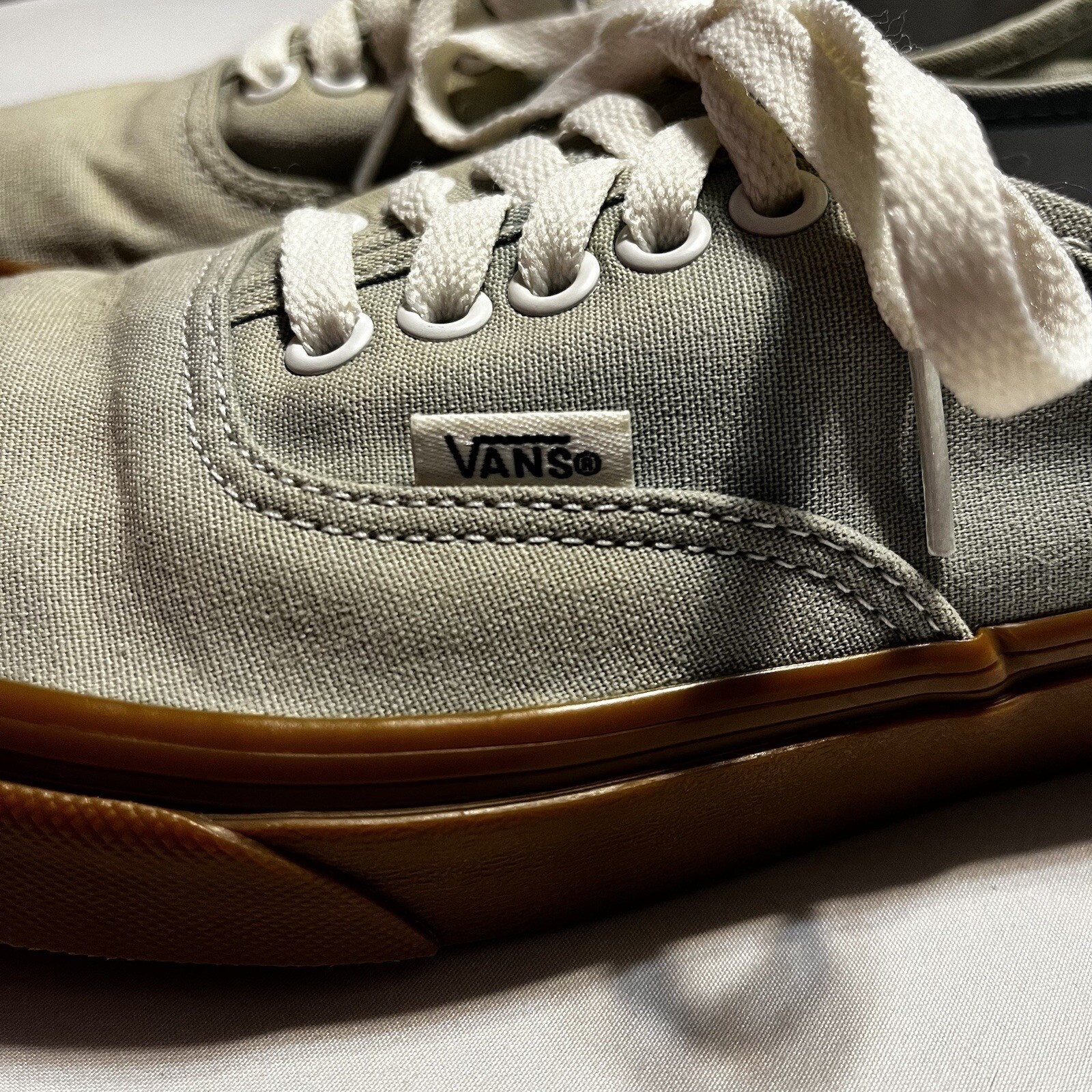 Men 6.5 Women 8 Unisex VANS Old Skool Gum Sole Tan-“ish” Pale Green-“ish” color