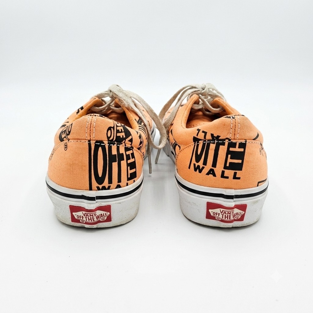 Vans Era Off The Wall Multi Logo Peach Orange Skate Shoes Men 6.5 Women 8