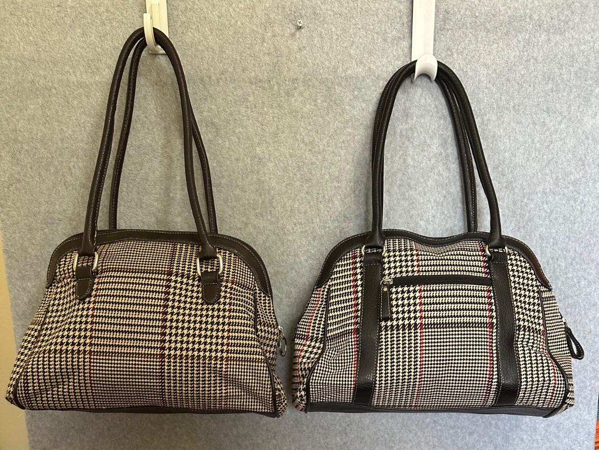 Chaps By Ralph Lauren Houndstooth Plaid Shoulder Bags Black or Brown You Choose