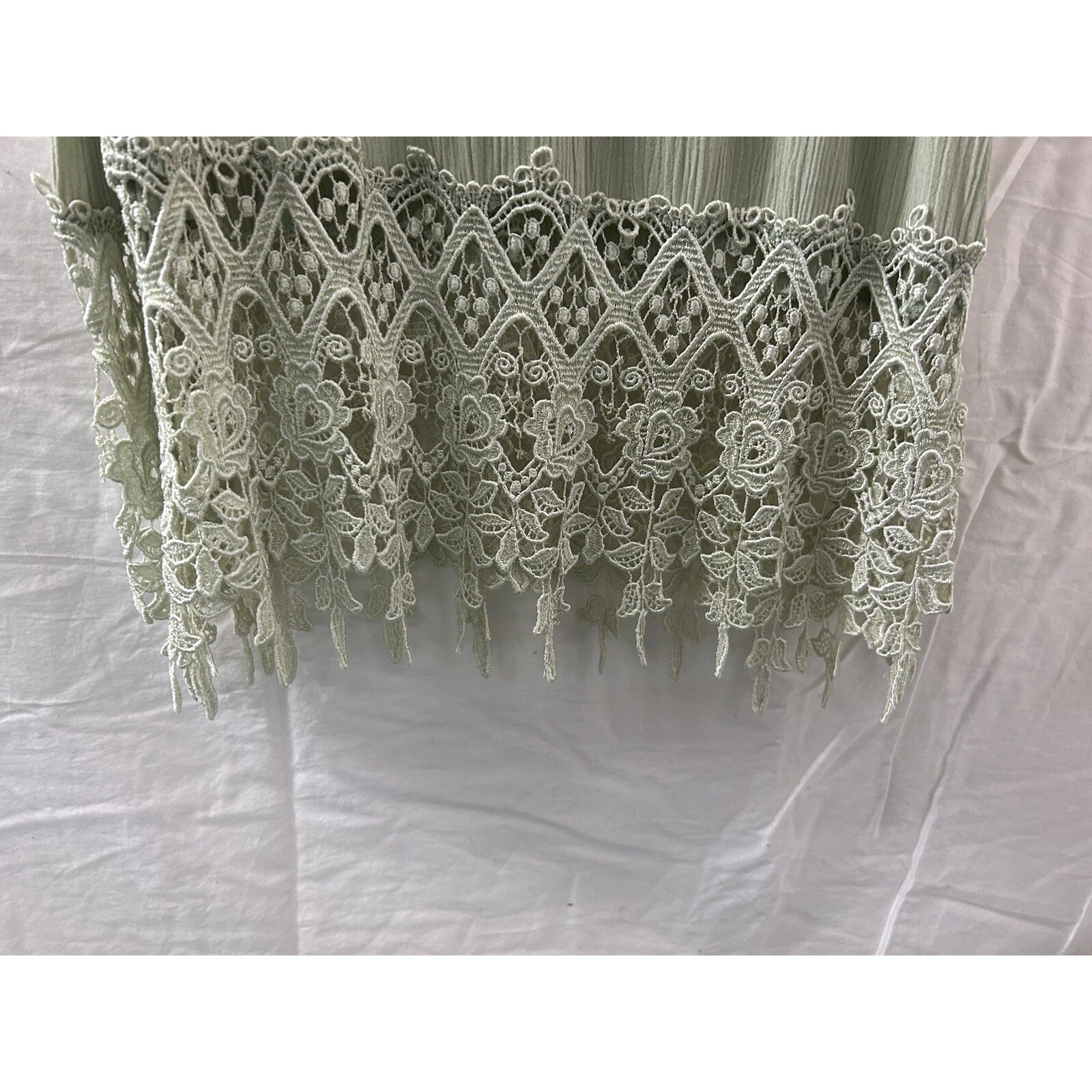 Magnet Art Lace Rayon Maxi Dress Set L Sage Green 2pc Cardigan Boho Cottagecore