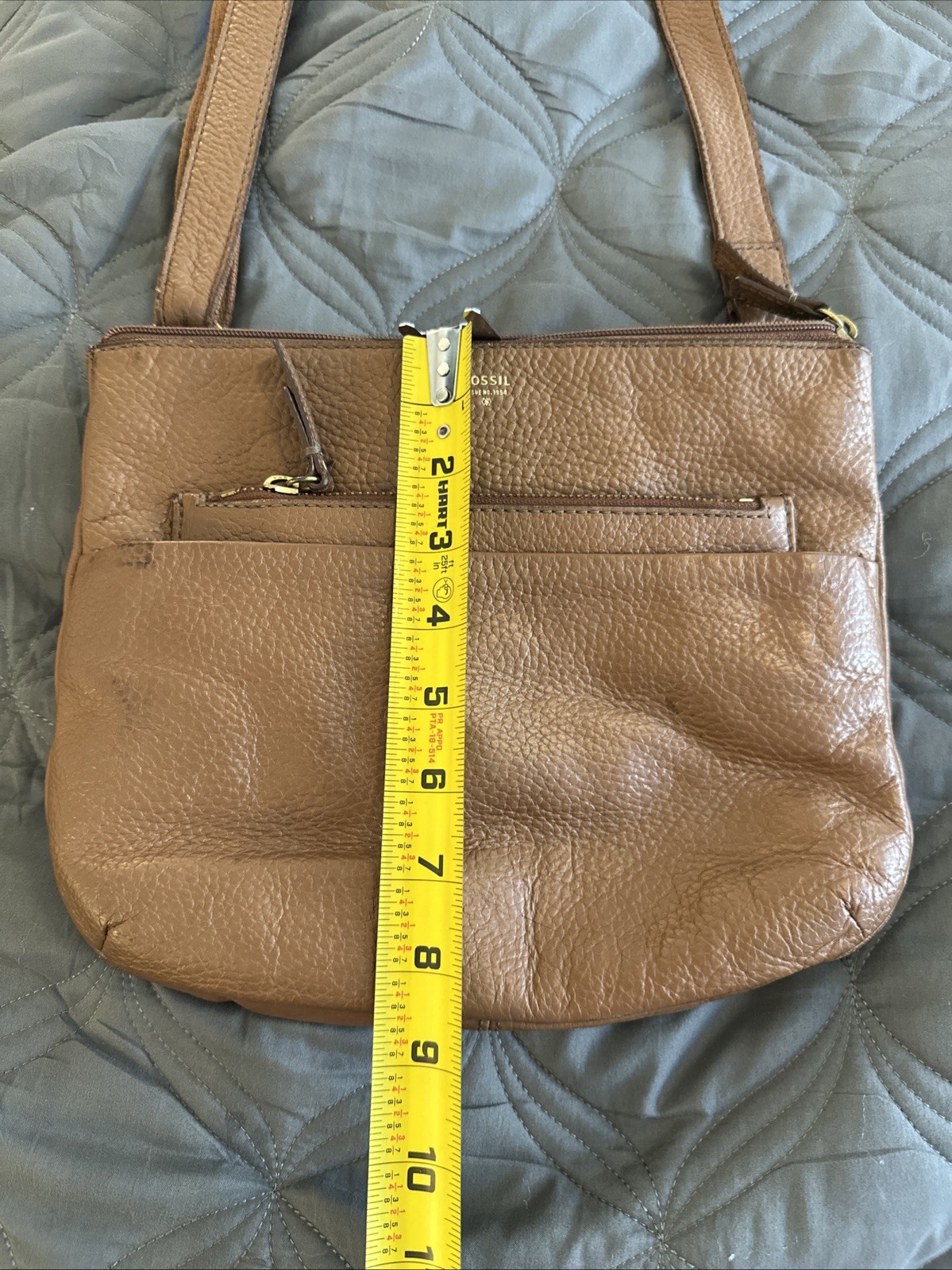 Fossil Tinsley Brown Pebbled Leather Crossbody Handbag $168 MSRP