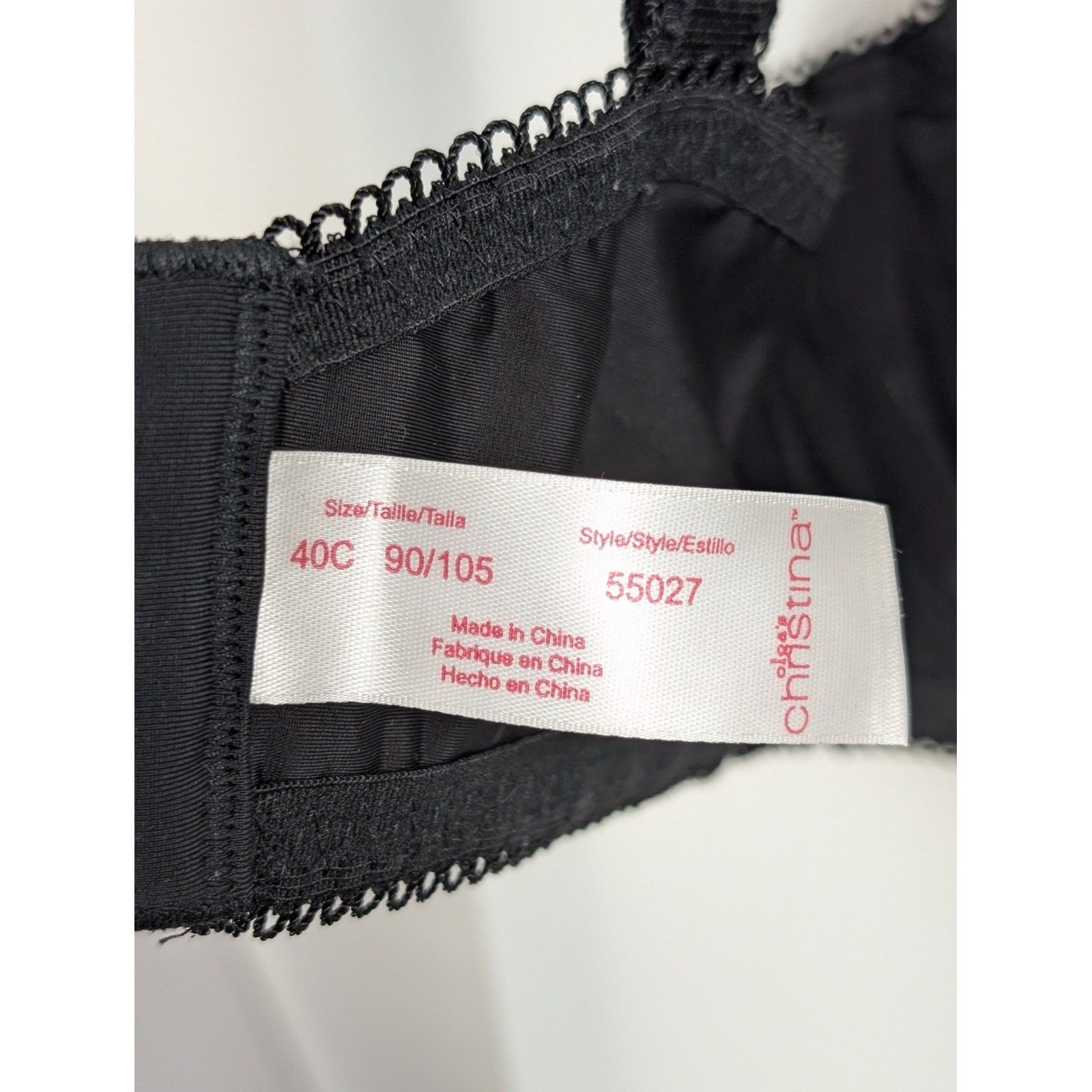 Olga Floral Lace Full Coverage Underwire Bra Size 40C Black Luxury Lift 55027