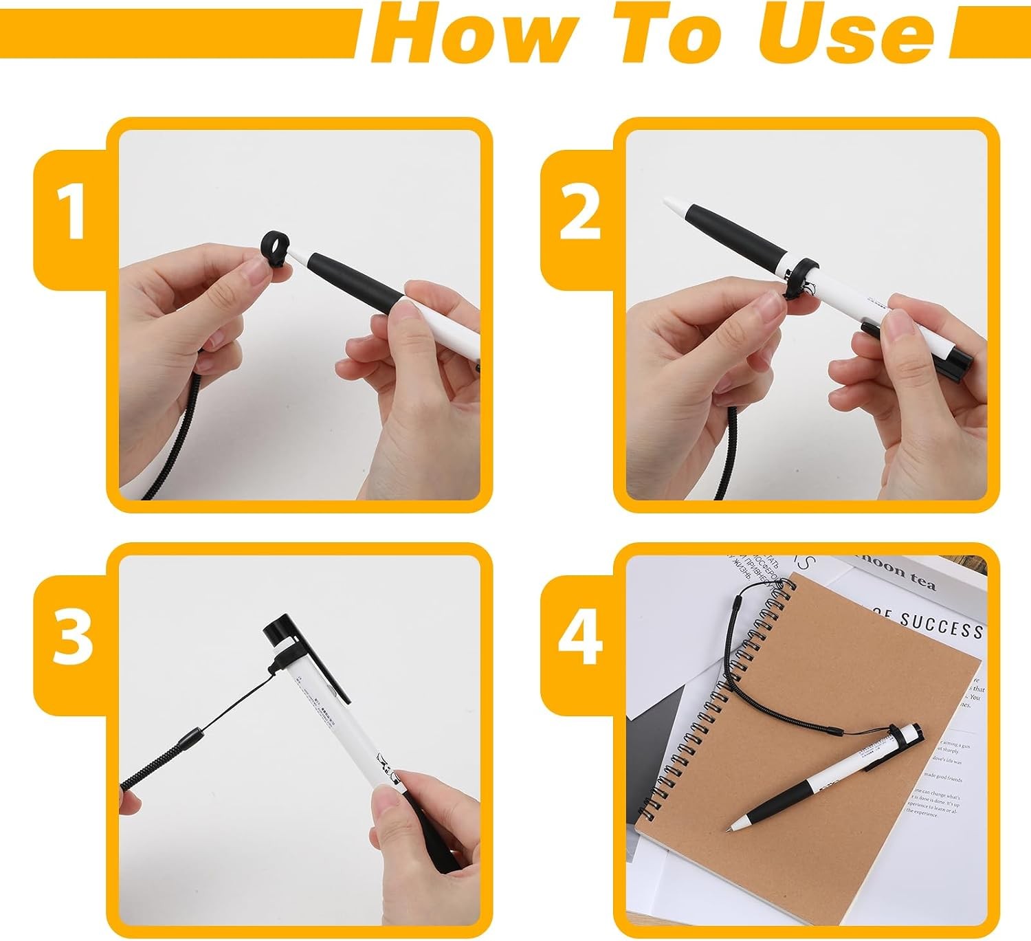 10PCS Pen Leash Elastic Lanyard | Plastic Retractable Tether with Silicone Ring