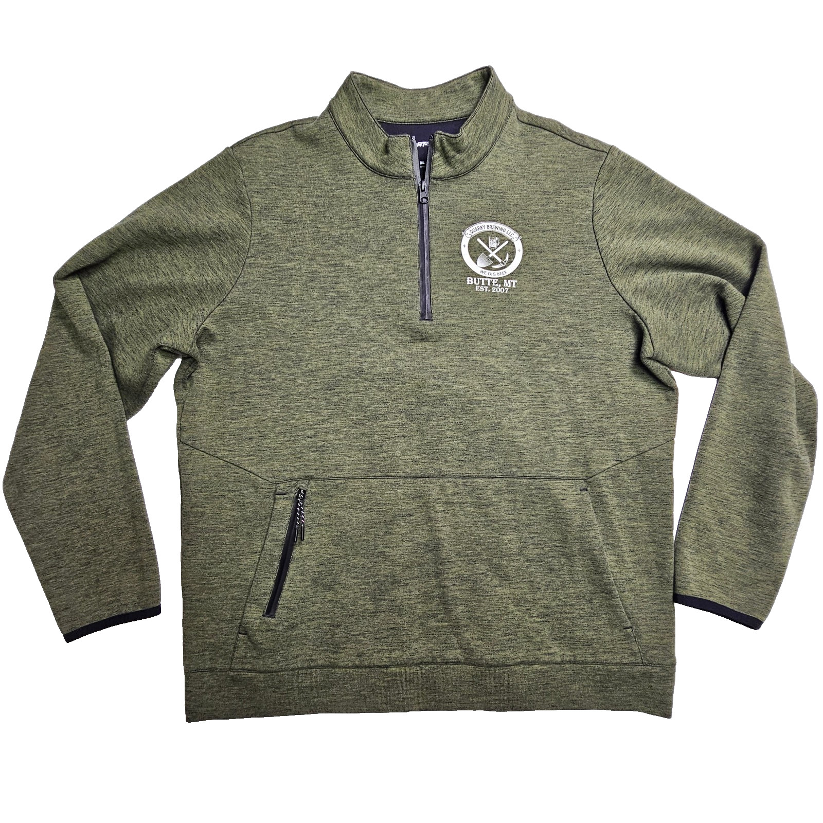 Sport-Tek 1/4-Zip Pullover Men’s XL Heather Olive – Quarry Brewing Butte MT