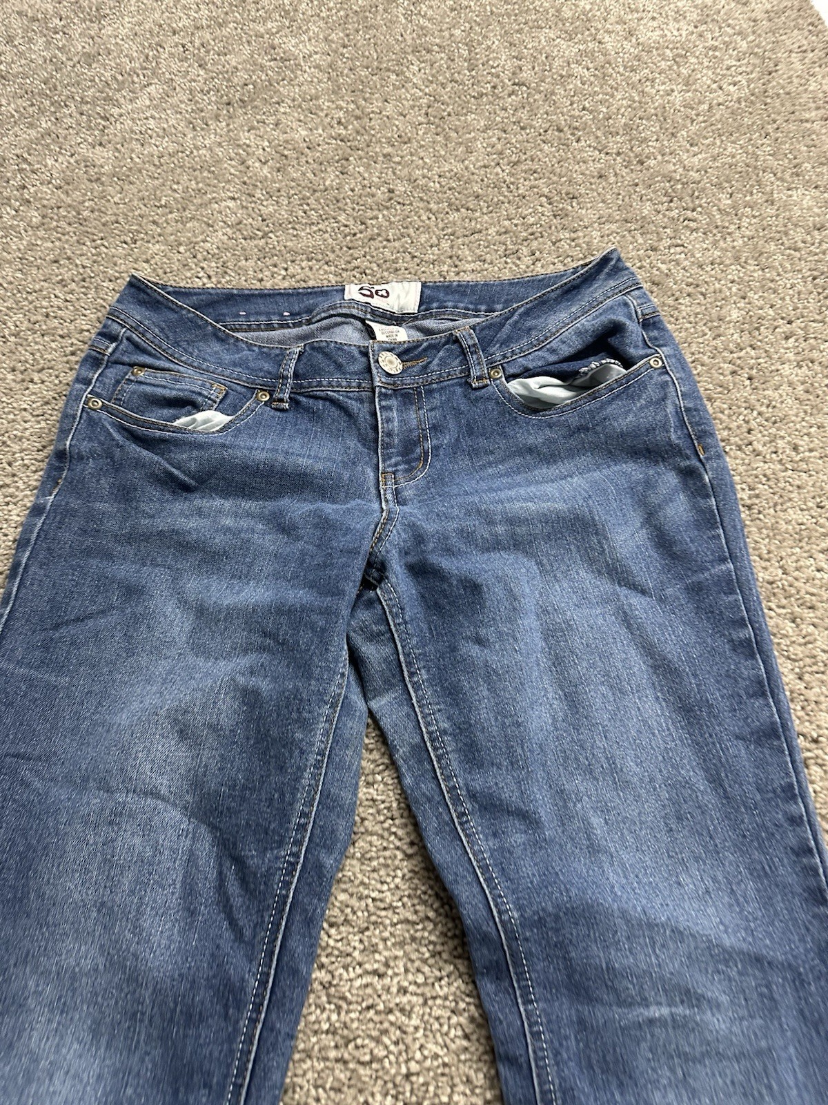Y2k SO Low Rise Flare Bootcut Jeans Size 9 Low Rise Dark Wash 2000s Cute