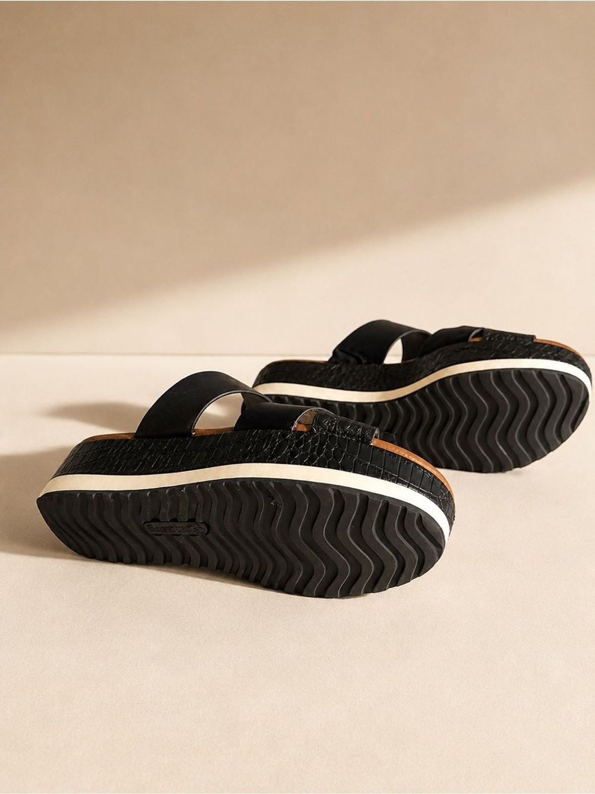 Black Platform Slide Sandals Comfort Wedge Slides 7.5 Size