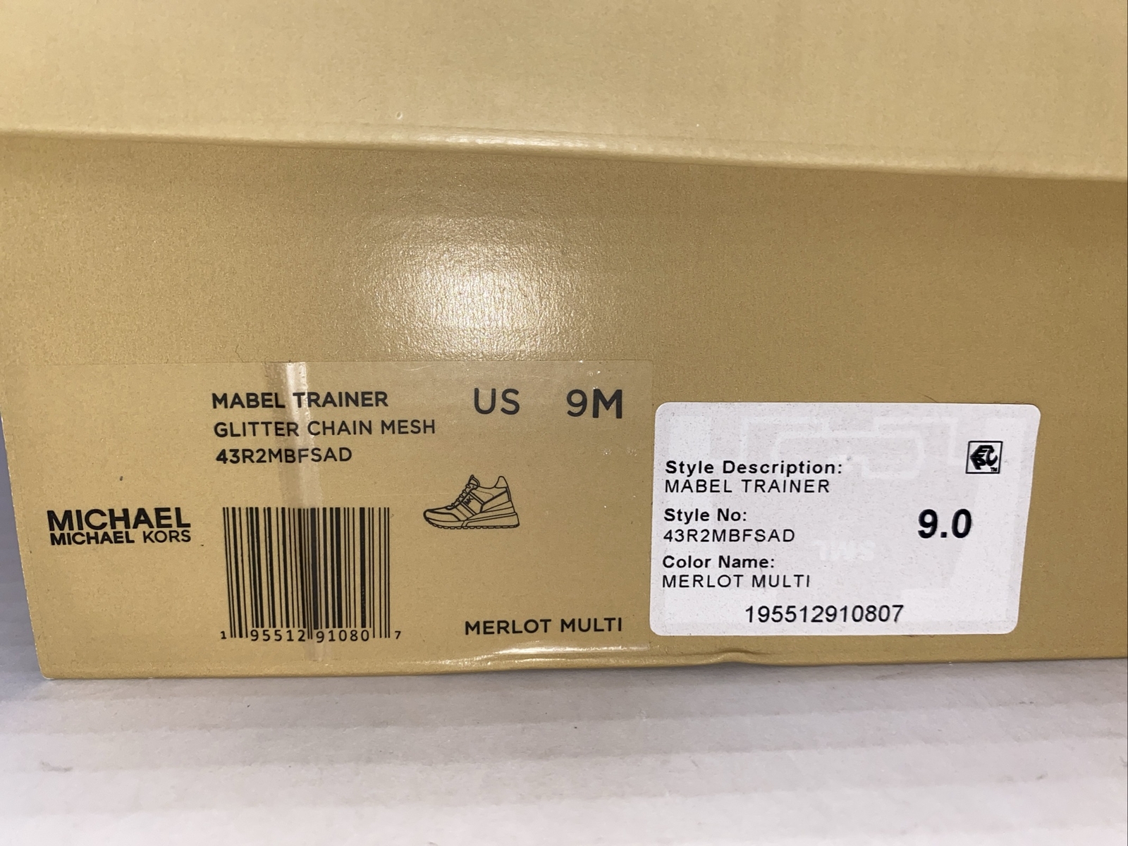 Michael Kors Mabel Trainers Sneakers Merlot Size 9 White Pink Glitter B3F