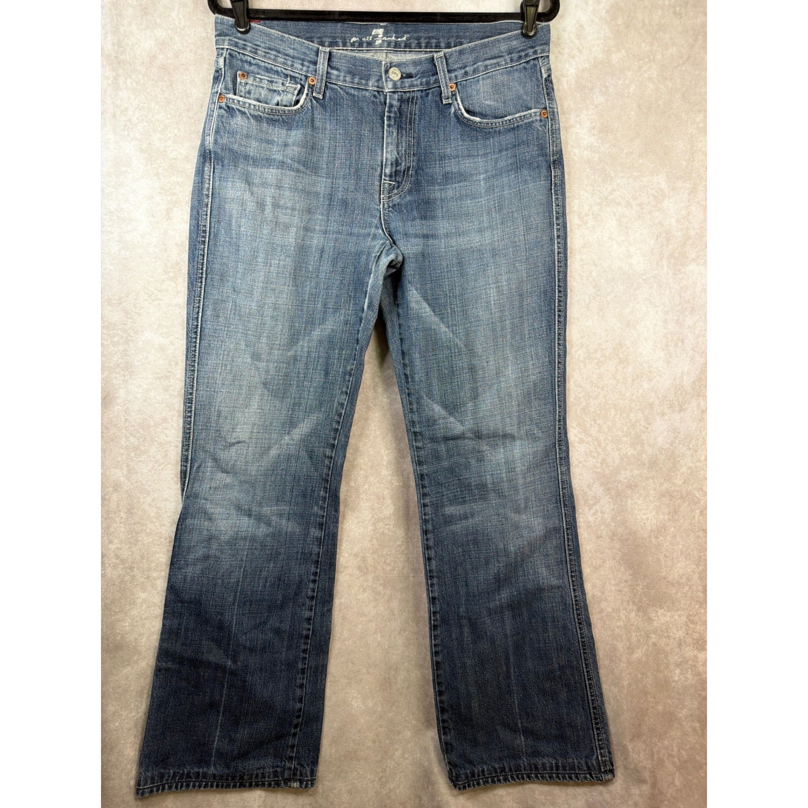7 For All Mankind Jeans Womens 33×31 Blue “A” Pocket Flare Medium Wash READ