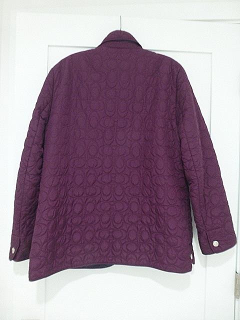 COACH 1941 Monogram C Logo Quilted Purple Plum Coat Jacket Lightweight Womens XL