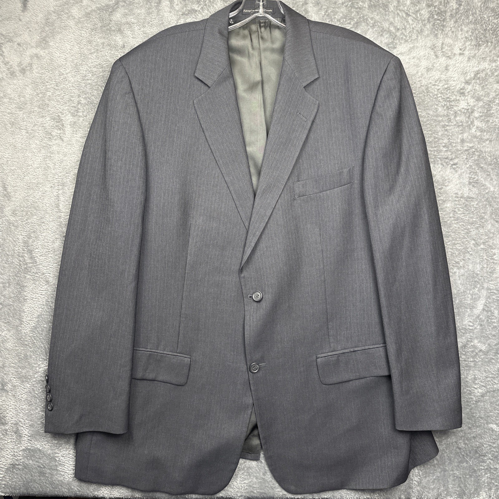 Botany 500 Blazer Jacket Men’s 44R Charcoal Pinstripe Blazer Woolmark Canada EUC
