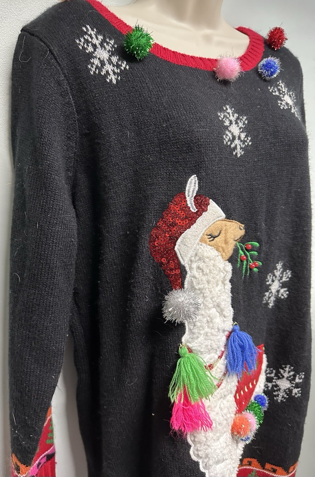 33 Degrees Women’s Sz Large Christmas Holiday Tunic Llama Ugly Sweater Party
