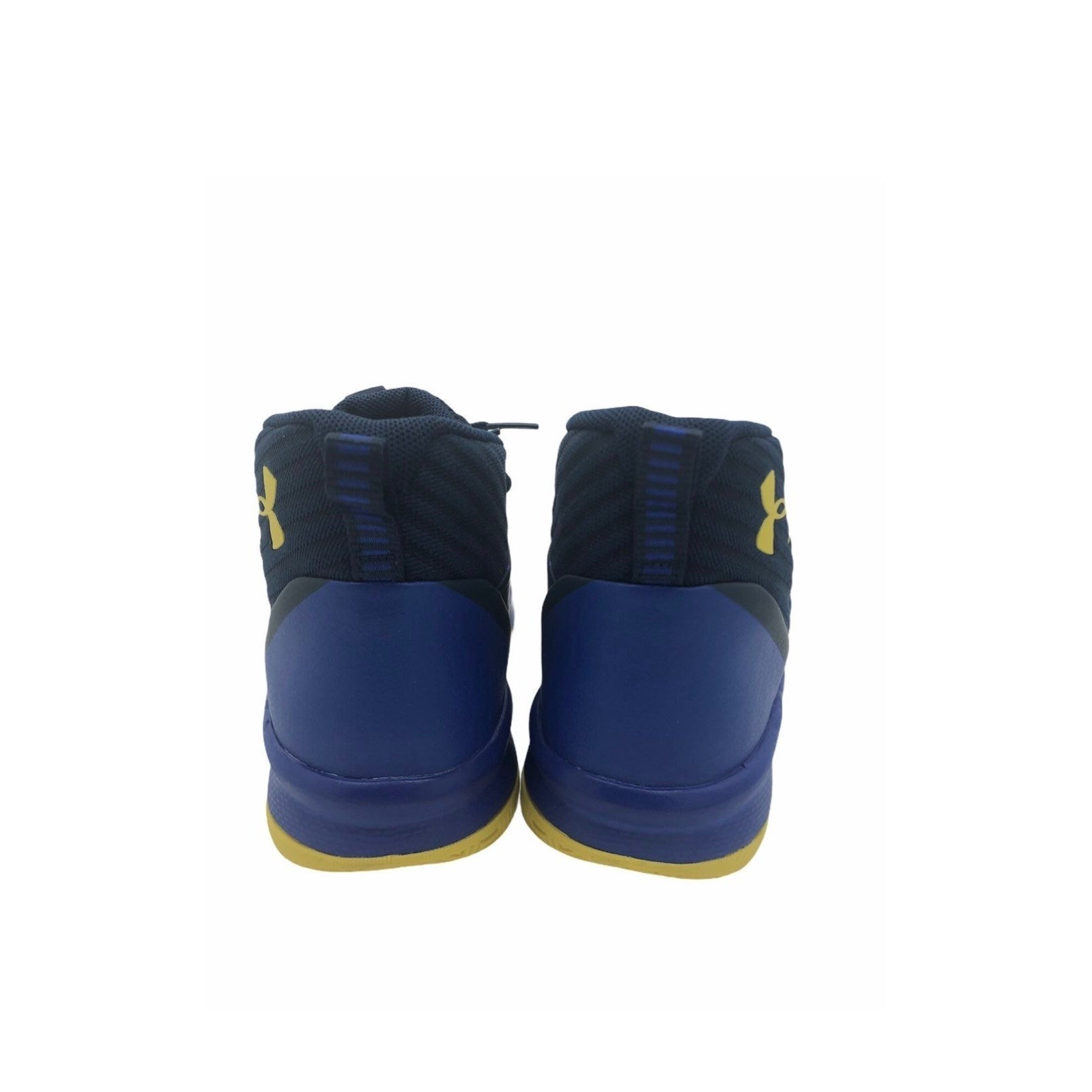 Under Armour Basketball Shoes Blue Yellow Mid Top Sneakers Boys 5Y