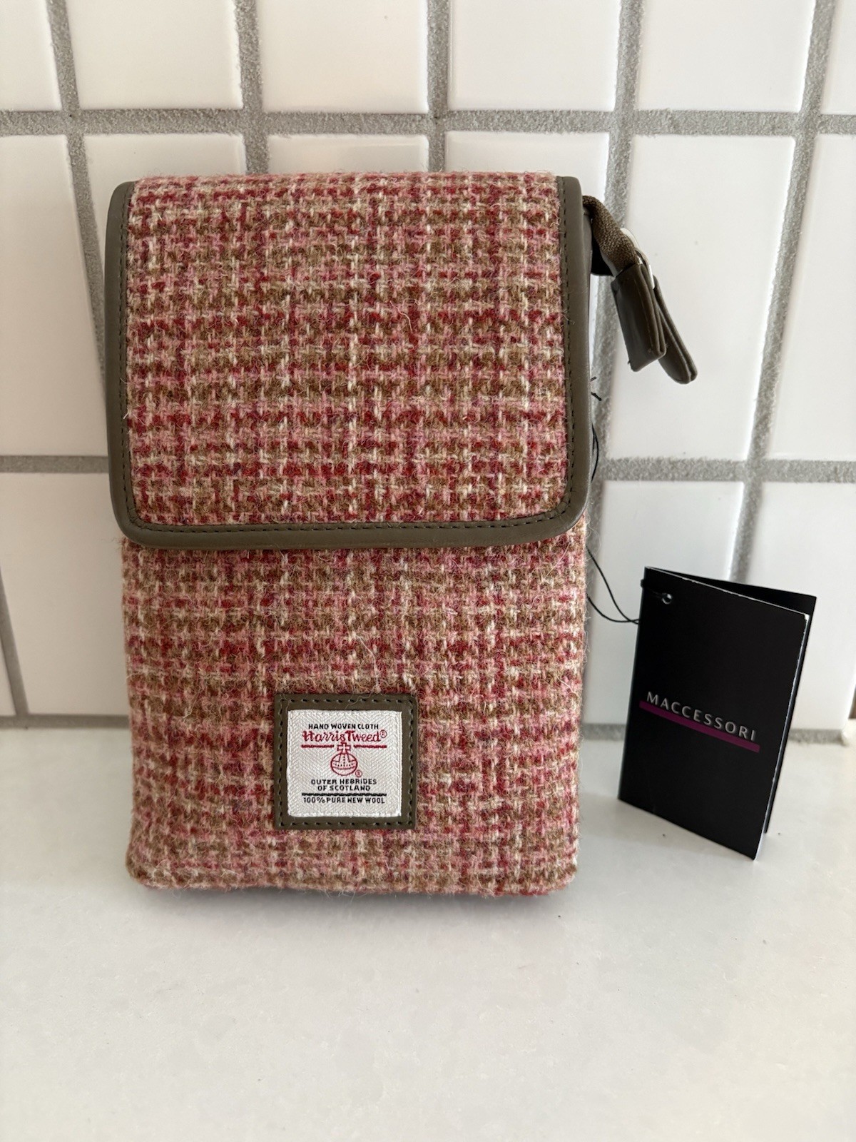 Harris Tweed Scotland Crossbody Bag Brown Pink New With Tags