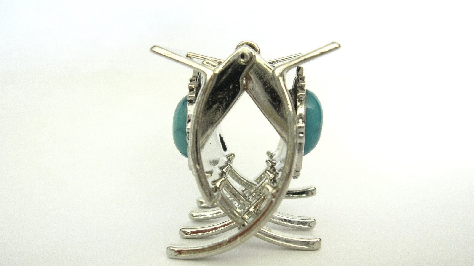 Small/medium turquoise blue silver metal native tribal hair claw clip