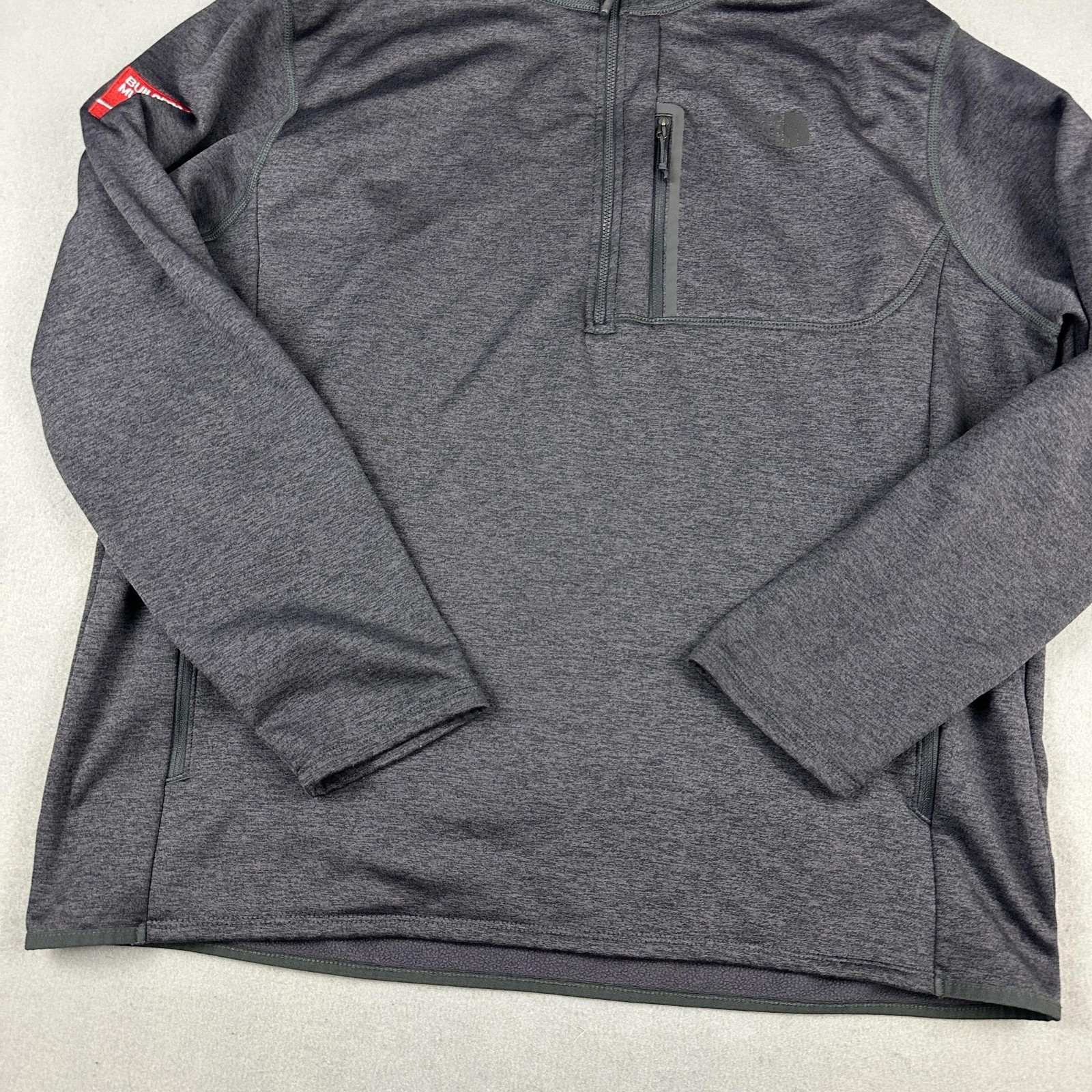 The North Face Sweater Men 2XL Gray 1/4 Zip Pullover Zip Pocket Outdoor XXL
