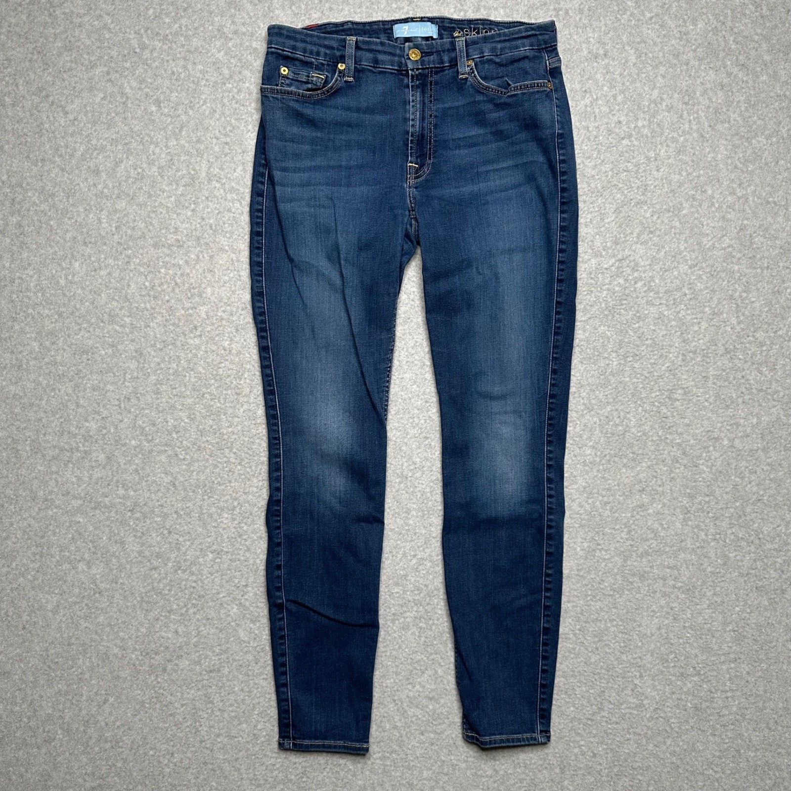 7 For All Mankind b(air) The Skinny Jeans Womens 31 Medium Dark Indigo Stretch