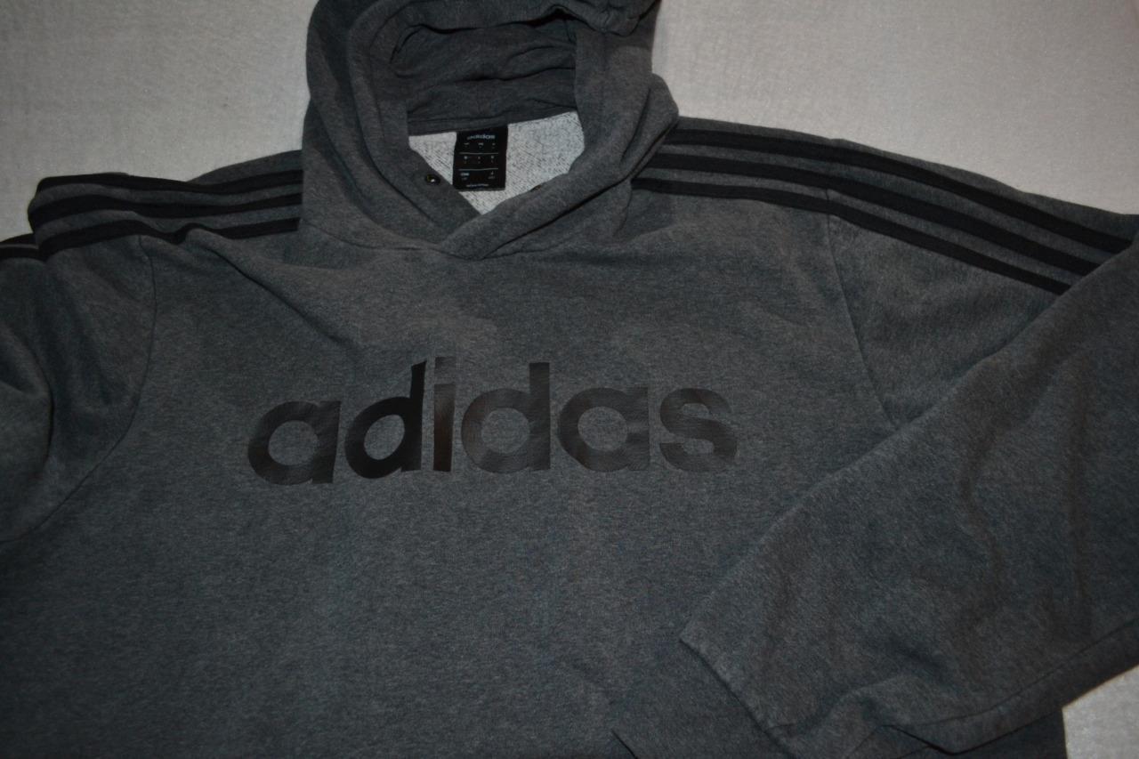 34175 Adidas Hoodie Pullover Gray Cotton Polyester Blend Size Large Mens