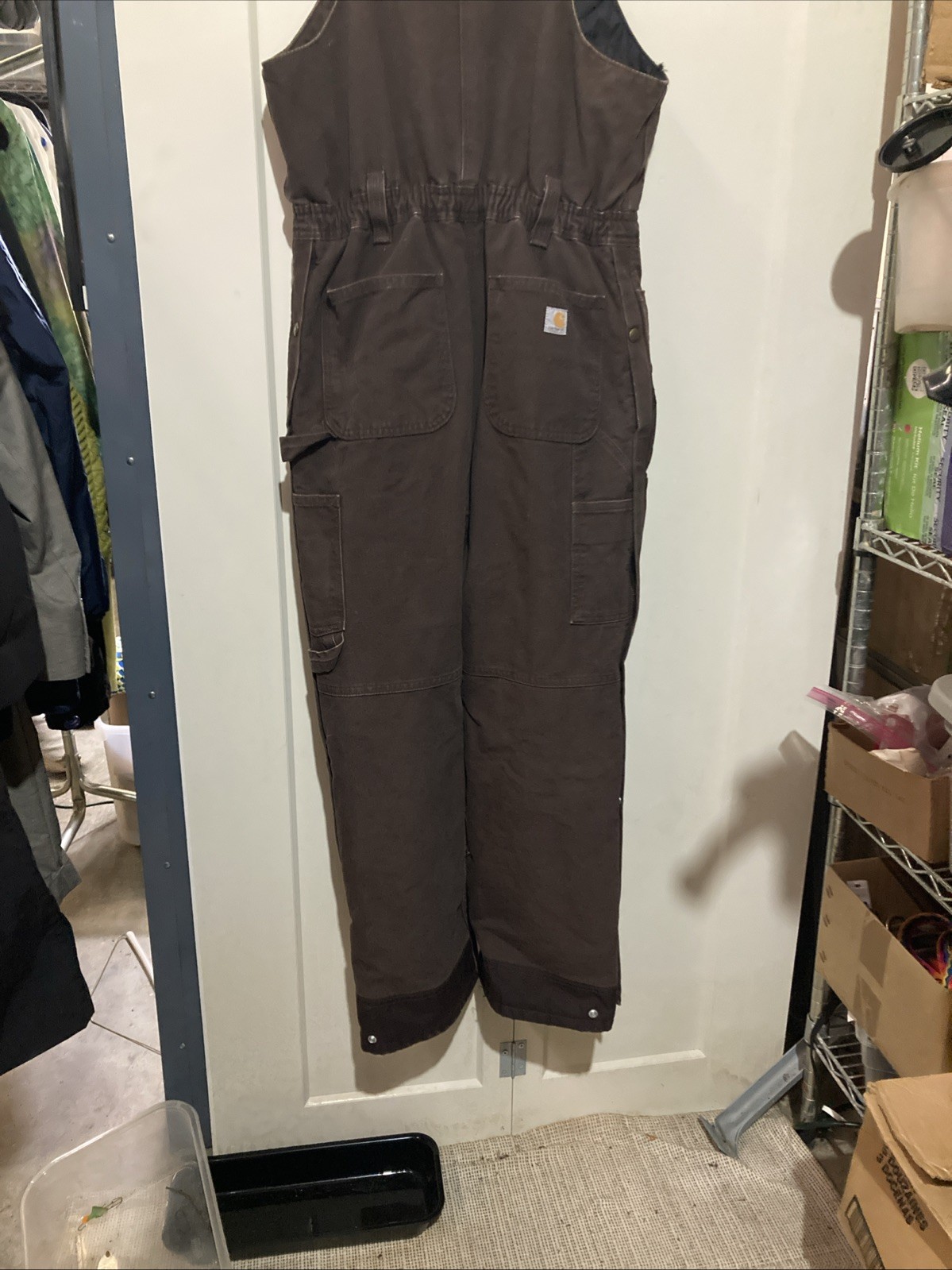 Carhartt Double Knee Lined Insulated Duck Bib Overall Womens- Short M 8/10 Brown