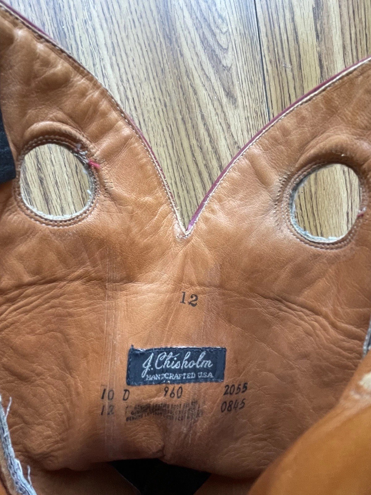 Vintage J. Chisholm Cowboy Boots 10D Black Leather