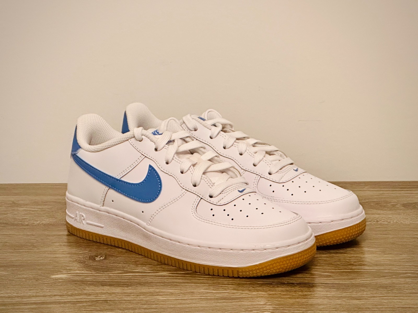 Nike Air Force 1 White/Blue Beyond/Gum – Size 5.5 Youth / 7 Women
