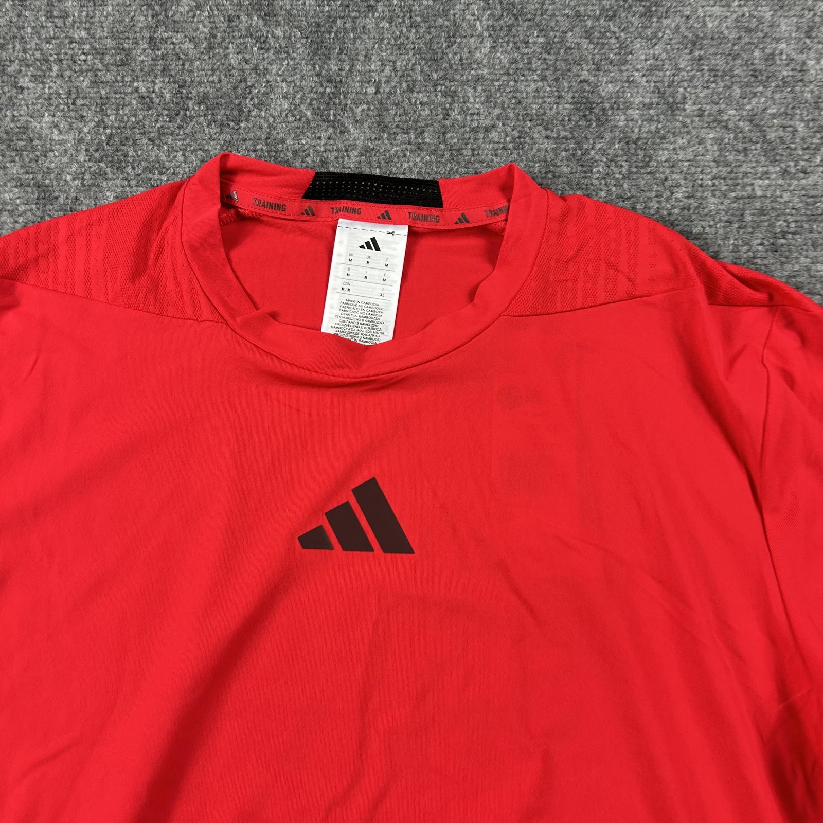 Adidas Shirt Mens Medium Red D4T INT Tee Training Lightweight Athletic Top