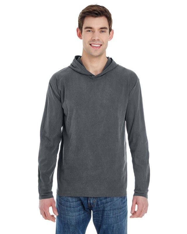 Comfort Colors Heavyweight Ring Spun Long Sleeve Hooded Tee 4900 Pepper in Color