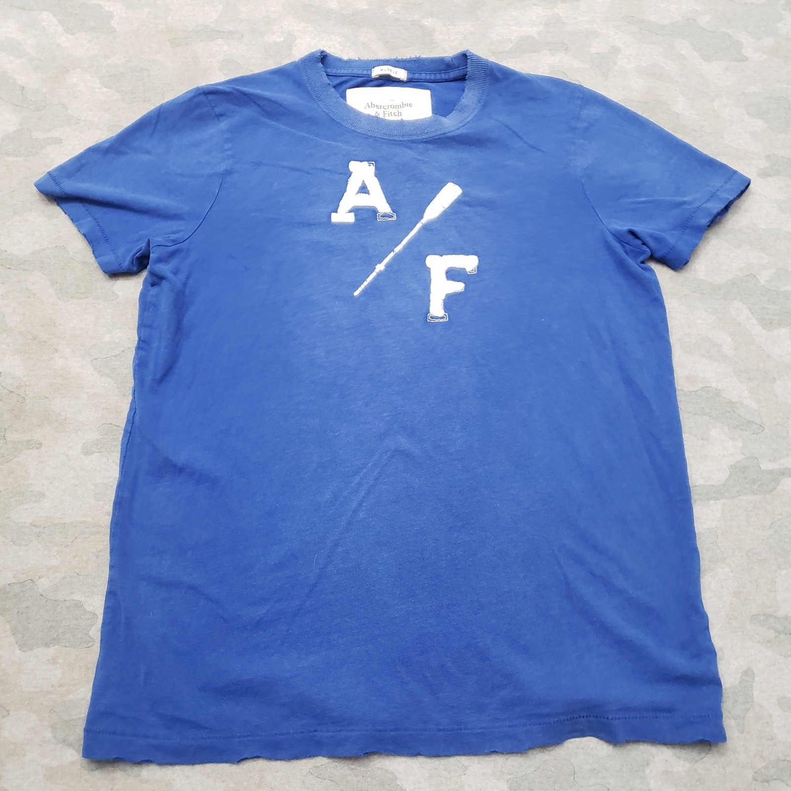 VTG Abercrombie & Fitch Shirt Mens Medium Blue Y2k Single Stitch Embroidered