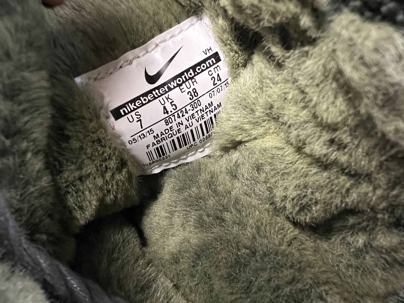 RARE🔥 Sz 7 – Nike Roshe One Green Sherpa Lined High Top Shoe Bomber 807424-300