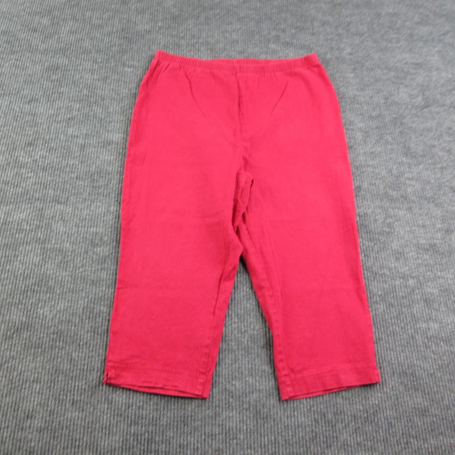 Just My Size Pants Womens 22W Red Capri Pull On Stretch Cotton Spandex 35×21*